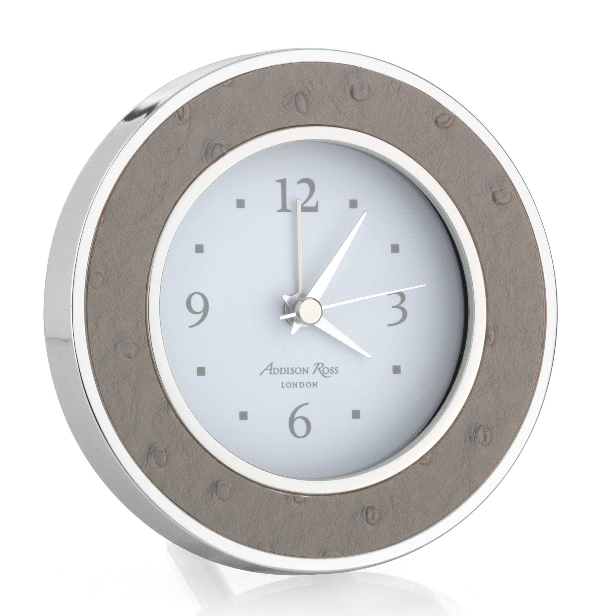 Shadow Ostrich Silver Alarm Clock - Addison Ross Ltd UK