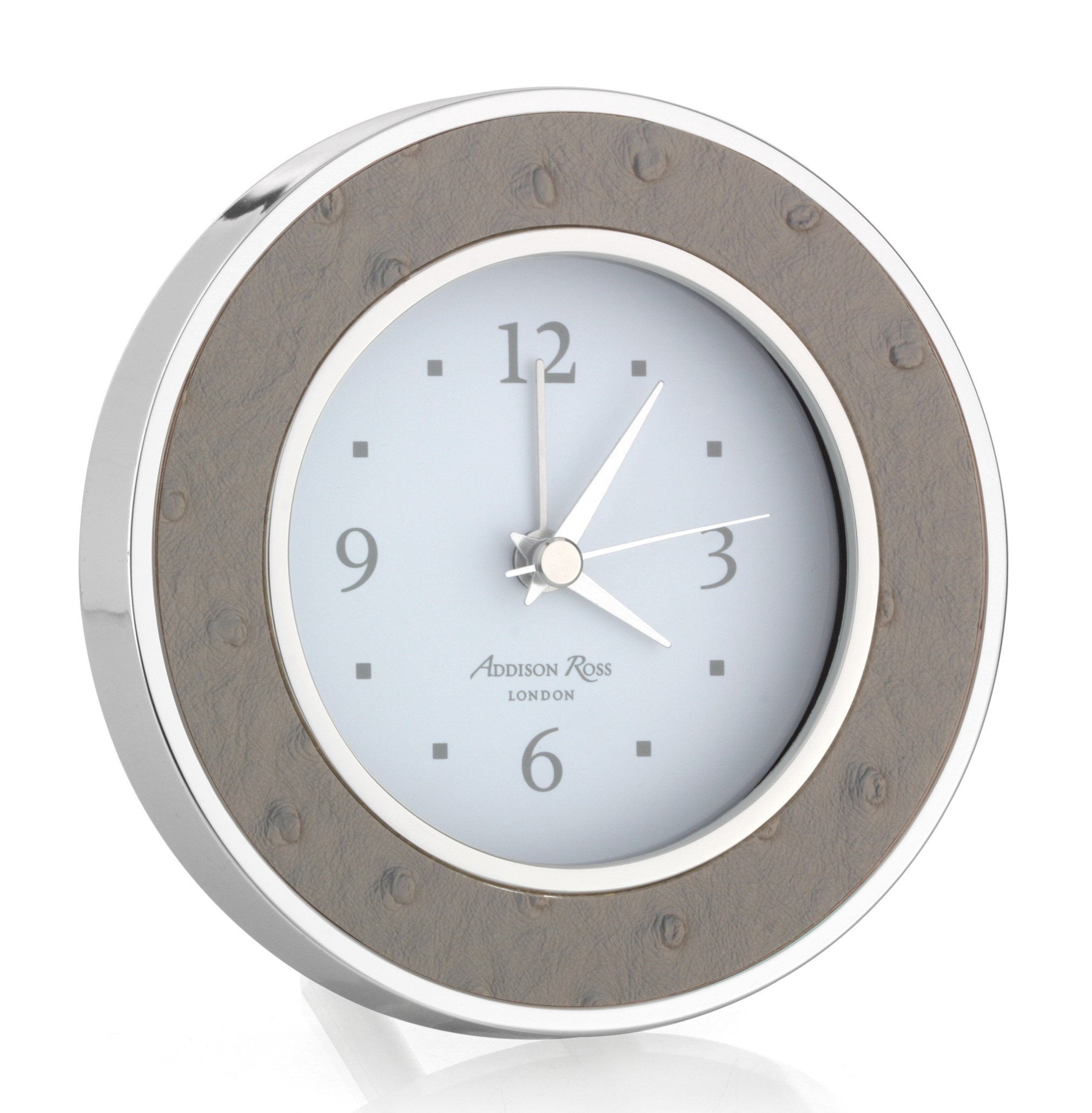 Shadow Ostrich Silver Alarm Clock - Addison Ross Ltd UK