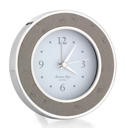 Shadow Ostrich Silver Alarm Clock - Addison Ross Ltd UK