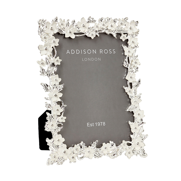 Silver & White Flower Frame