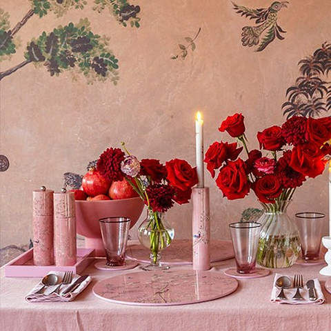 Pink Small Chinoiserie Tray - Addison Ross Ltd UK