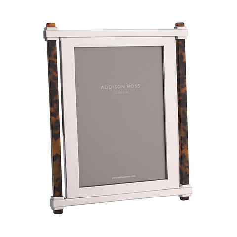 Tortoiseshell & Silver Pillar Photo Frame - Addison Ross Ltd UK
