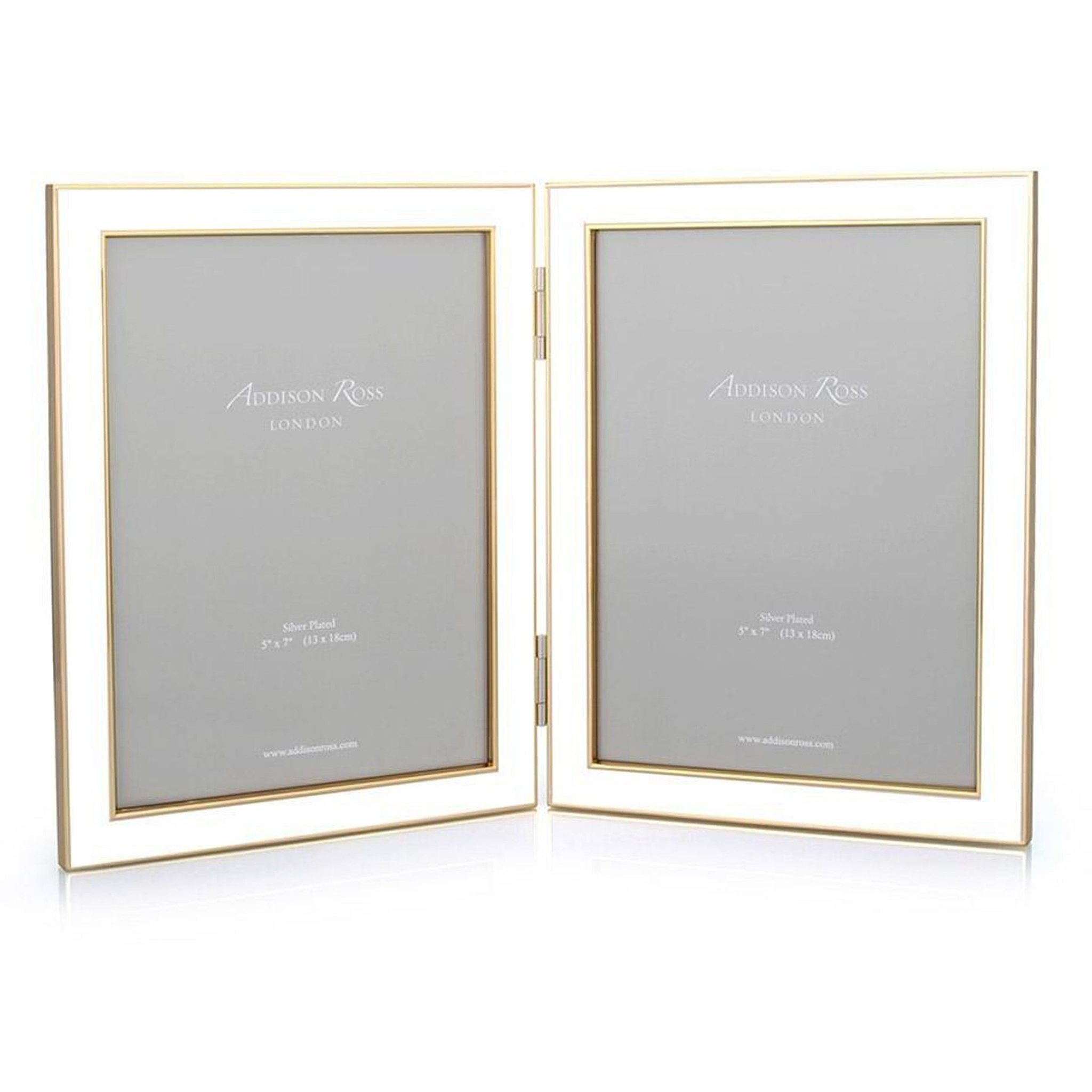 White Enamel & Gold Double Frame - Addison Ross Ltd UK
