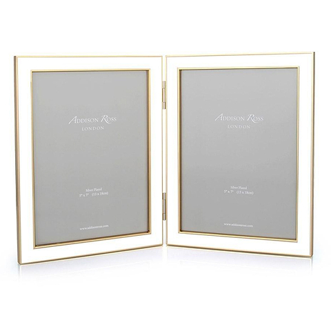 White Enamel & Gold Double Frame - Addison Ross Ltd UK
