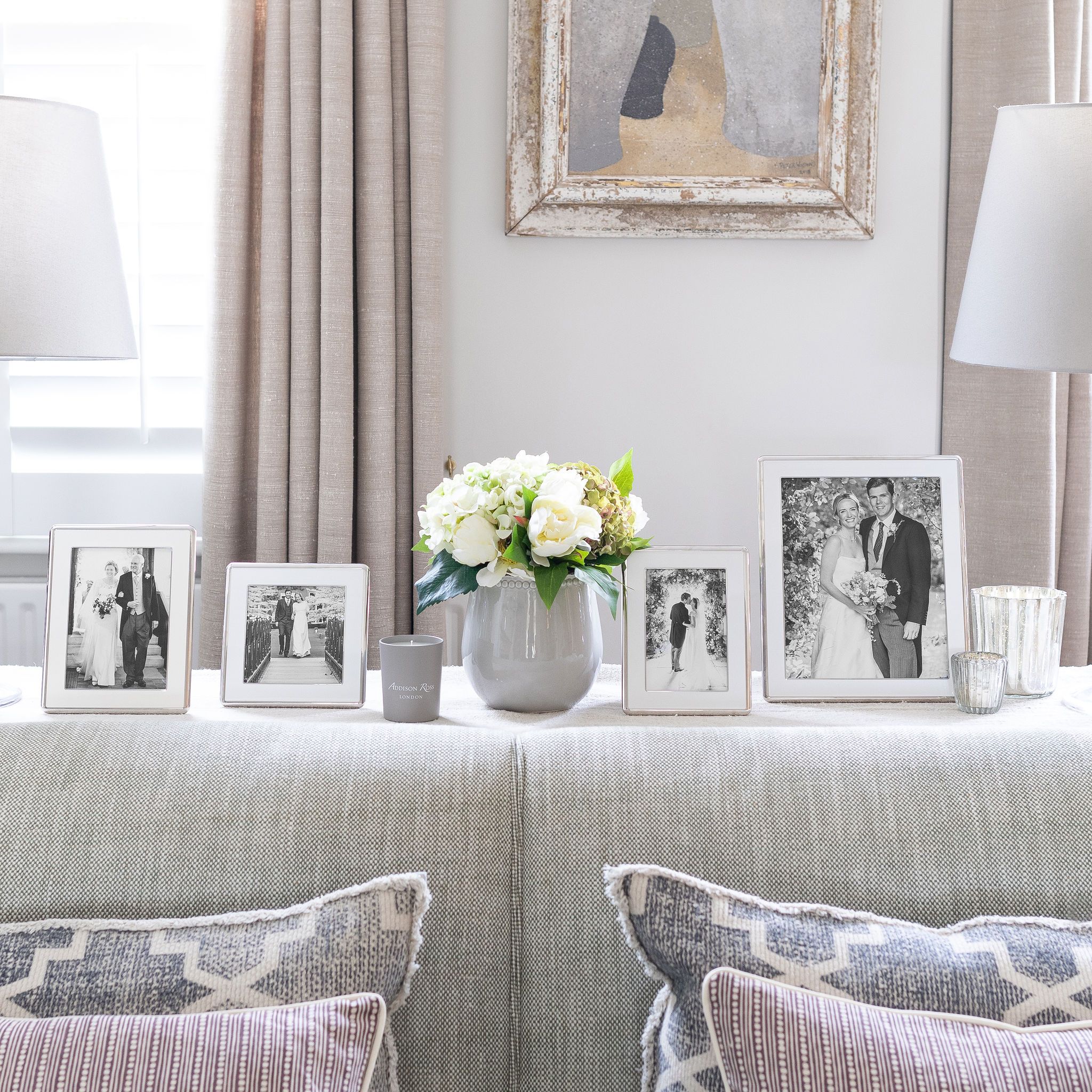 White Enamel & Silver Curve Frame - Addison Ross Ltd UK