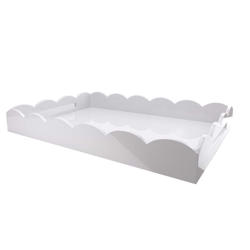 White Large Lacquered Scallop Ottoman Tray - Addison Ross Ltd UK