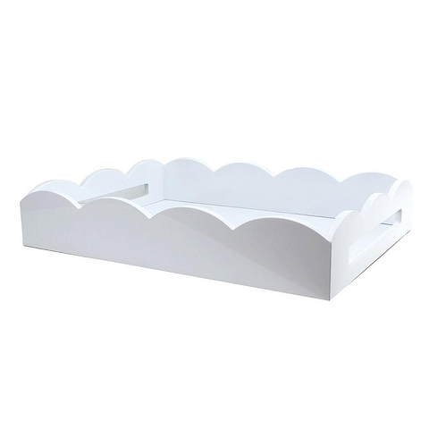White Medium Lacquered Scallop Serving Tray - Addison Ross Ltd UK