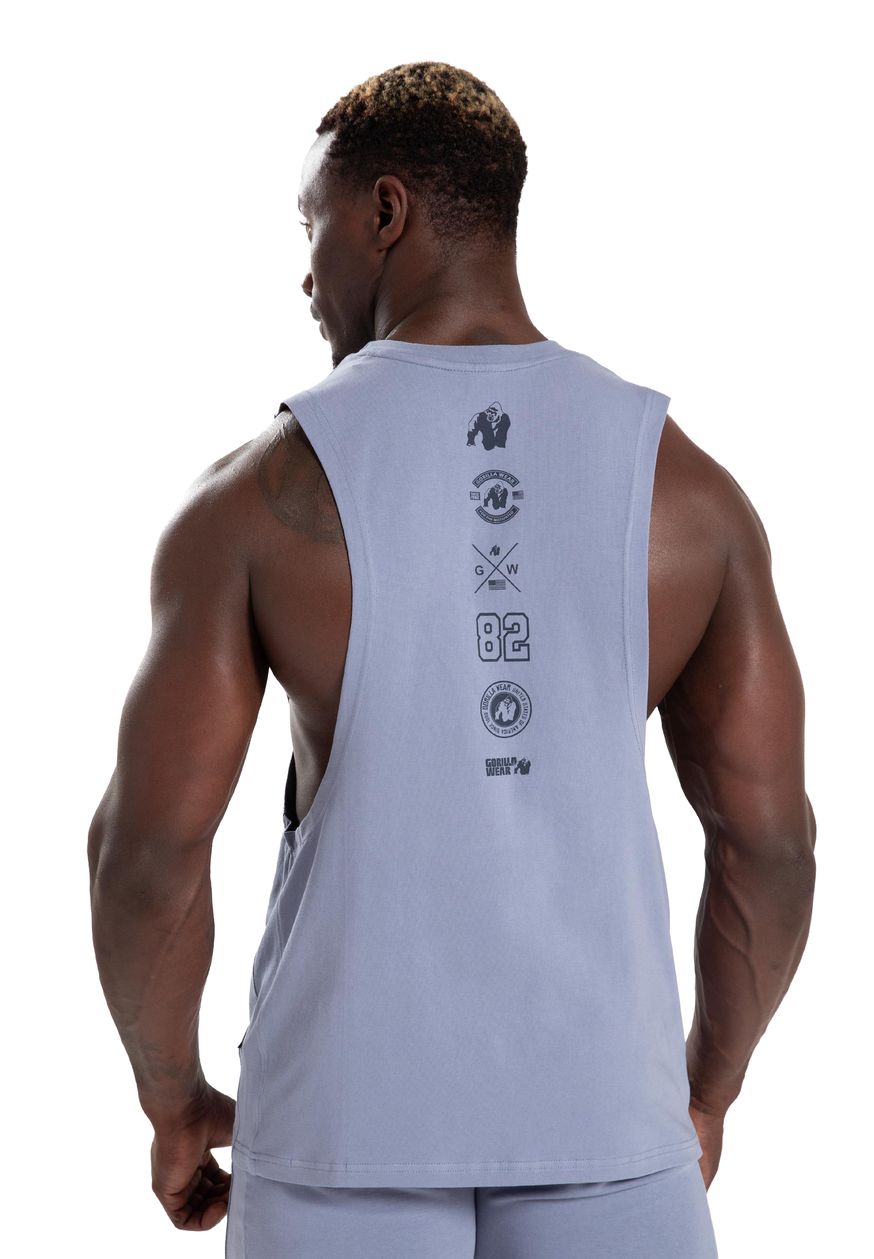 Lopez Drop Armhole Tank Top - Stone Wash Blue