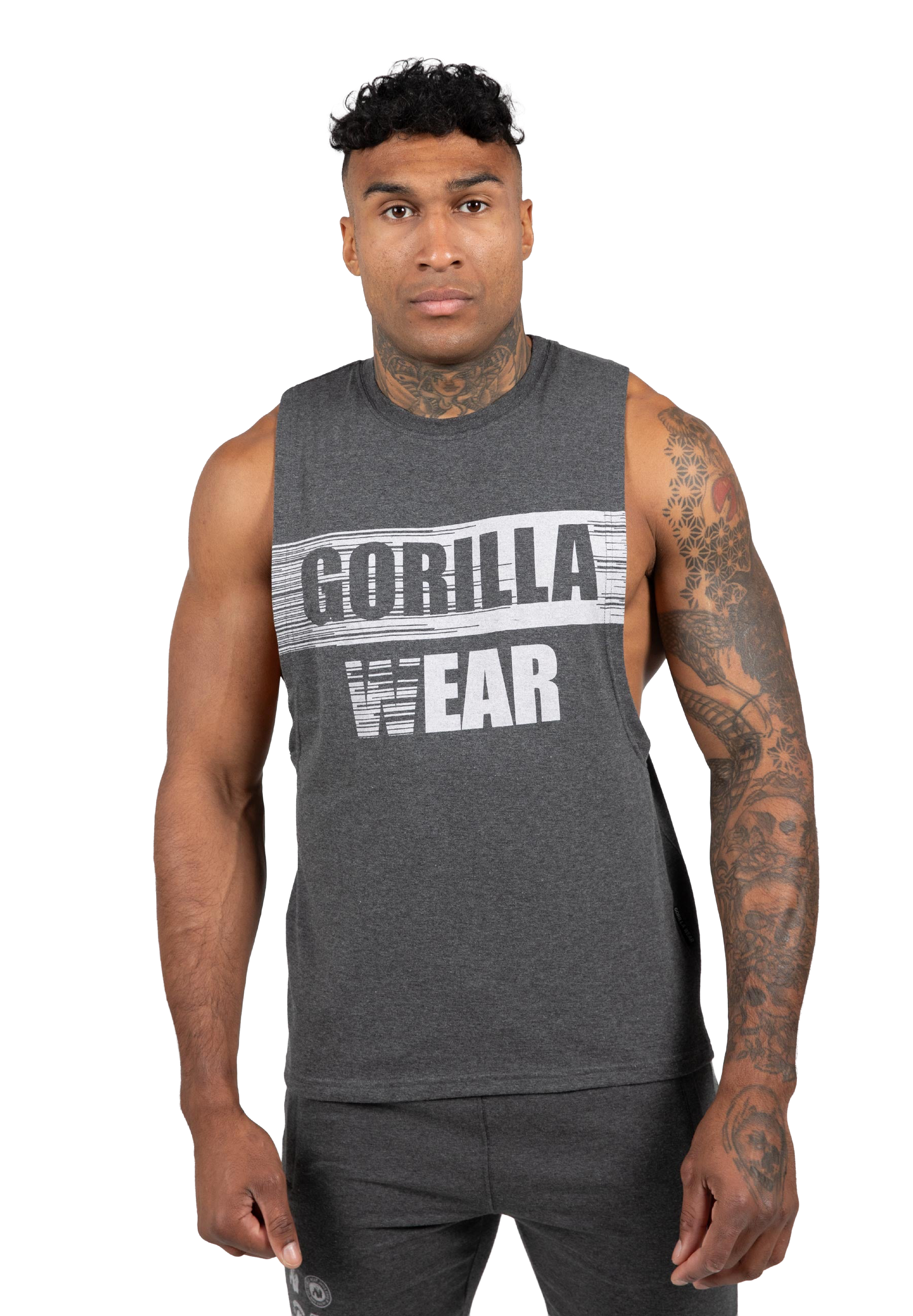 Lopez Drop Armhole Tank Top -Dark Grey Melange