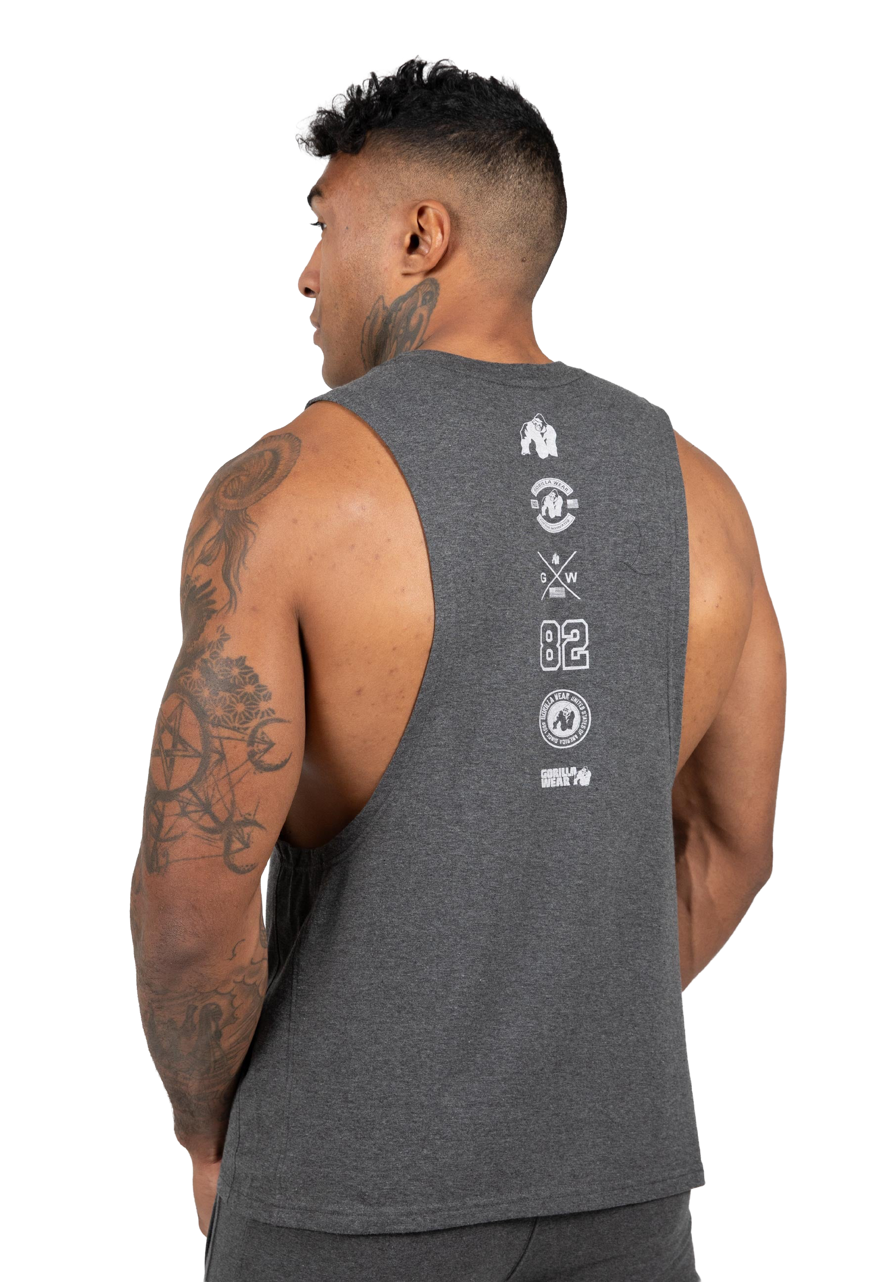Lopez Drop Armhole Tank Top -Dark Grey Melange