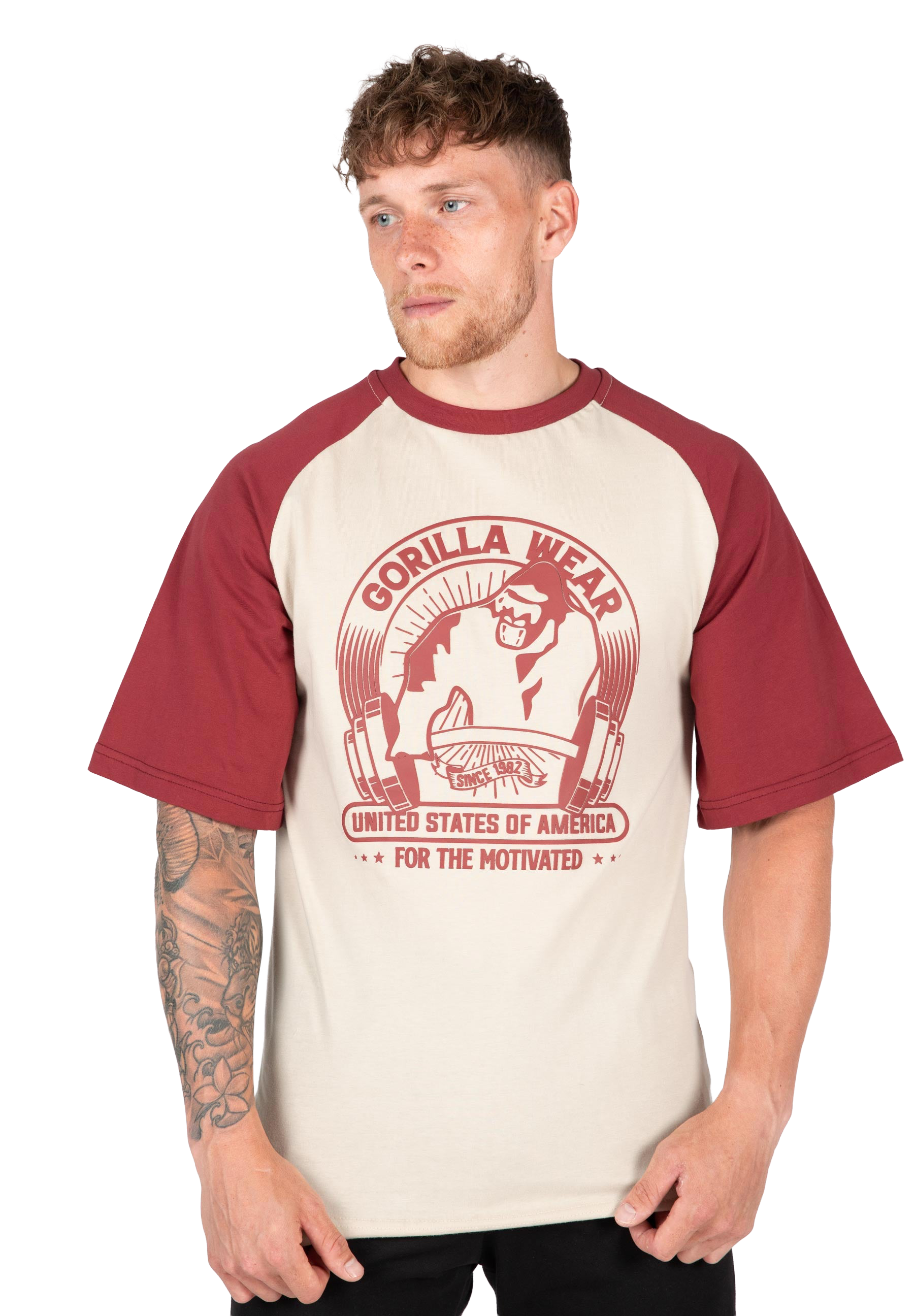 Logan Oversized T-Shirt - Beige/Red