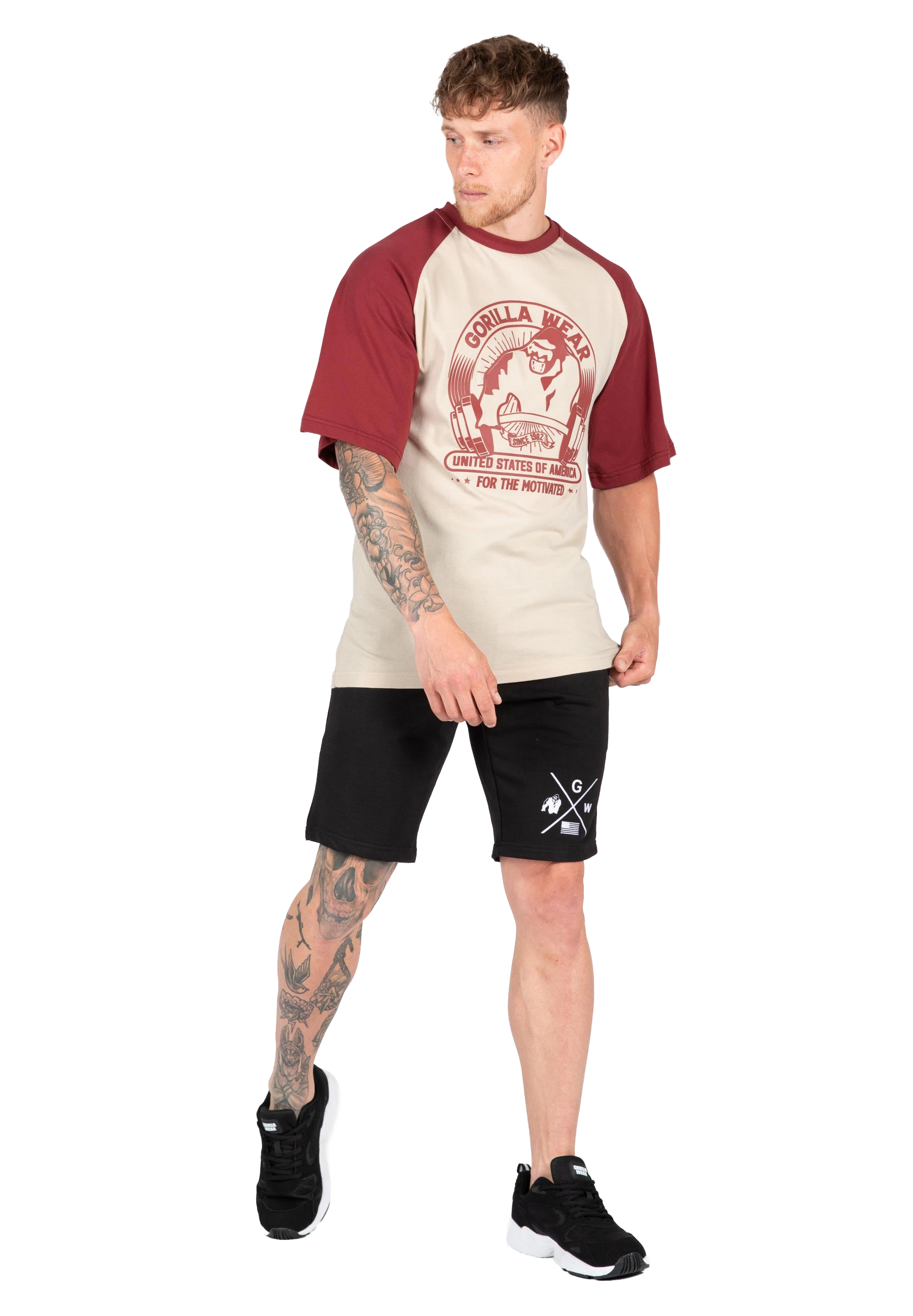 Logan Oversized T-Shirt - Beige/Red