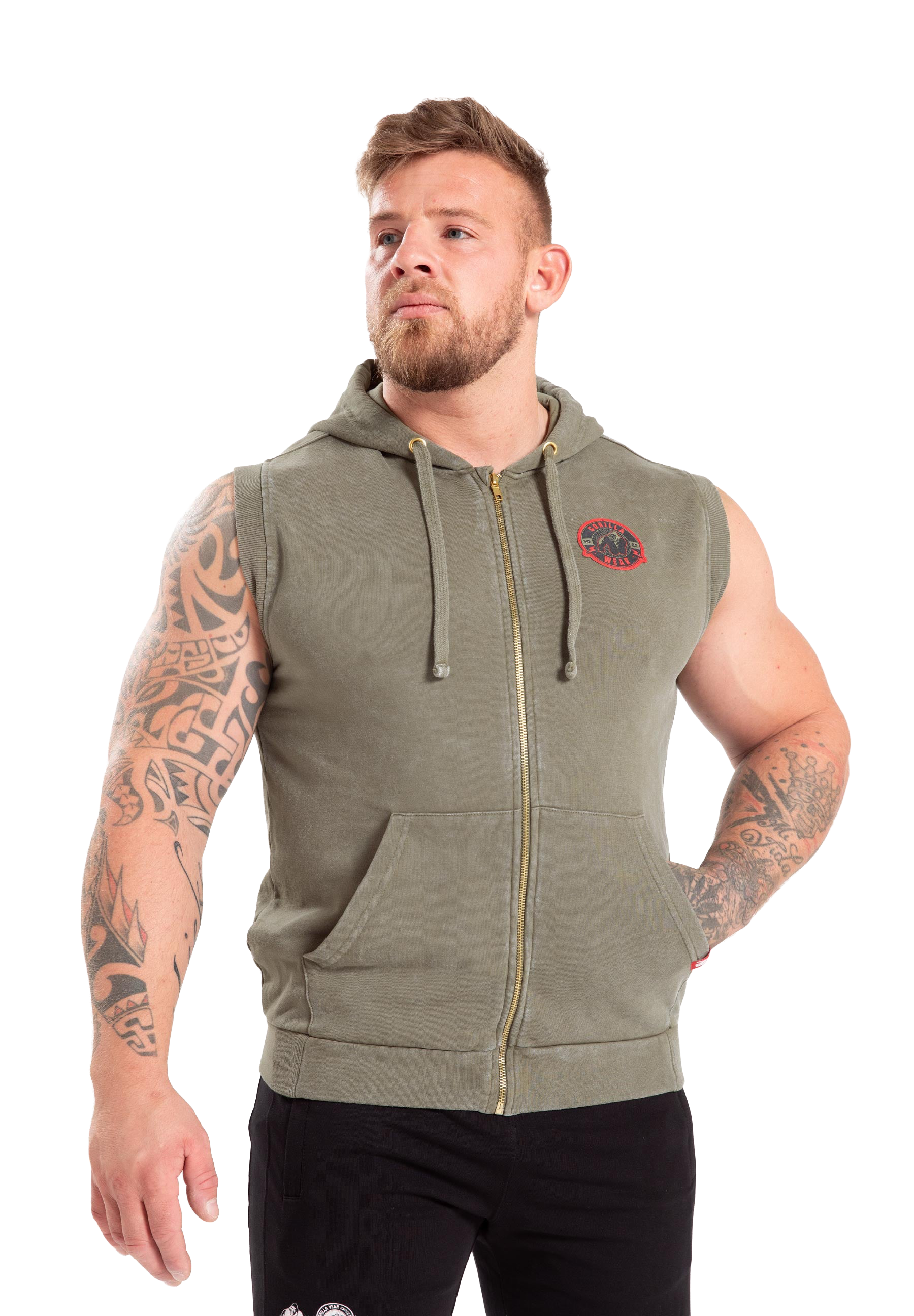 Silverdale Sleeveless Hoodie- Army Green
