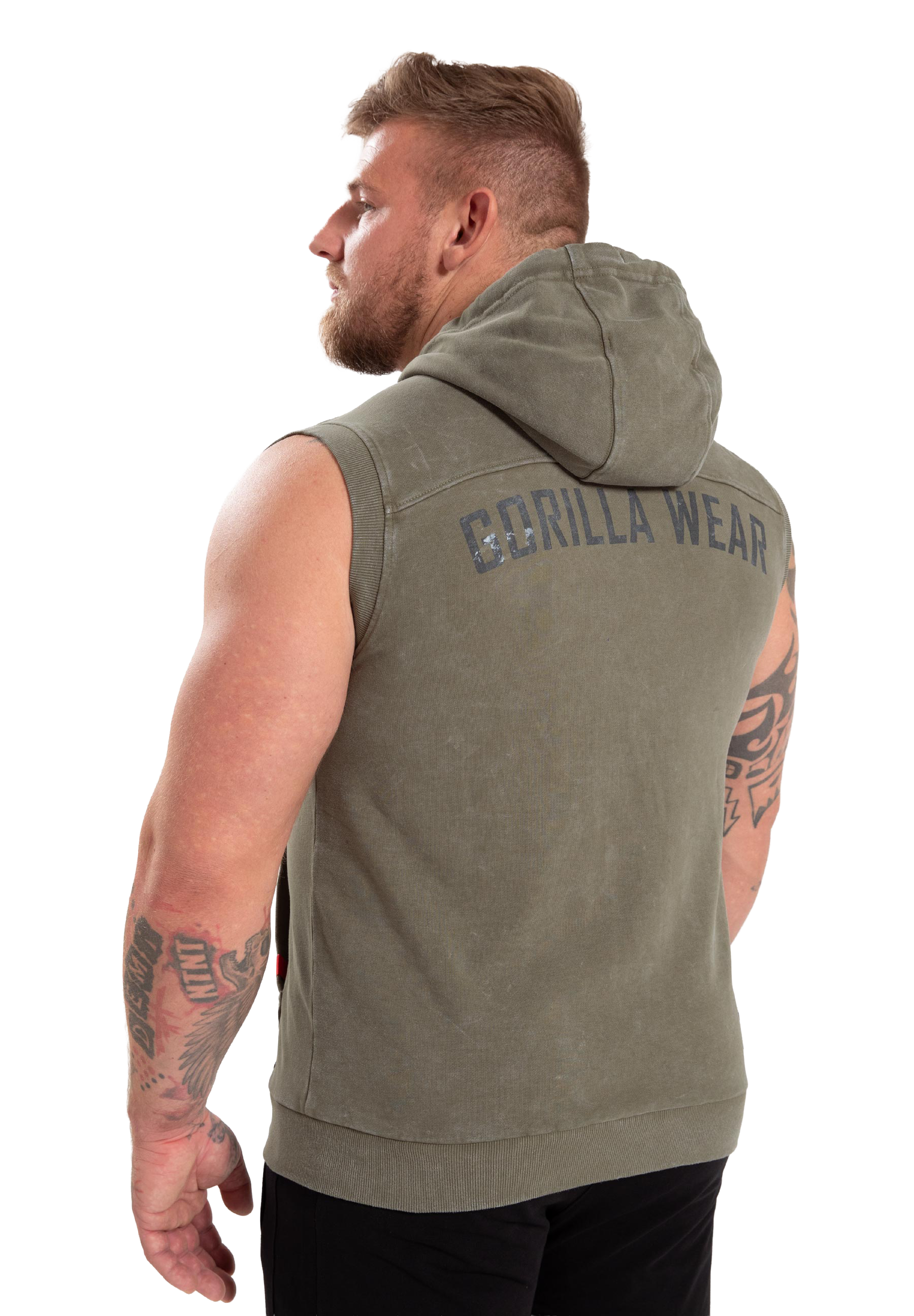 Silverdale Sleeveless Hoodie- Army Green