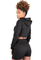 Pixley Crop Top Hoodie - Black