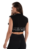 Albion Oversized Crop Top-Black