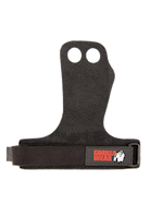 2-Hole Leather Lifting Grips - Black