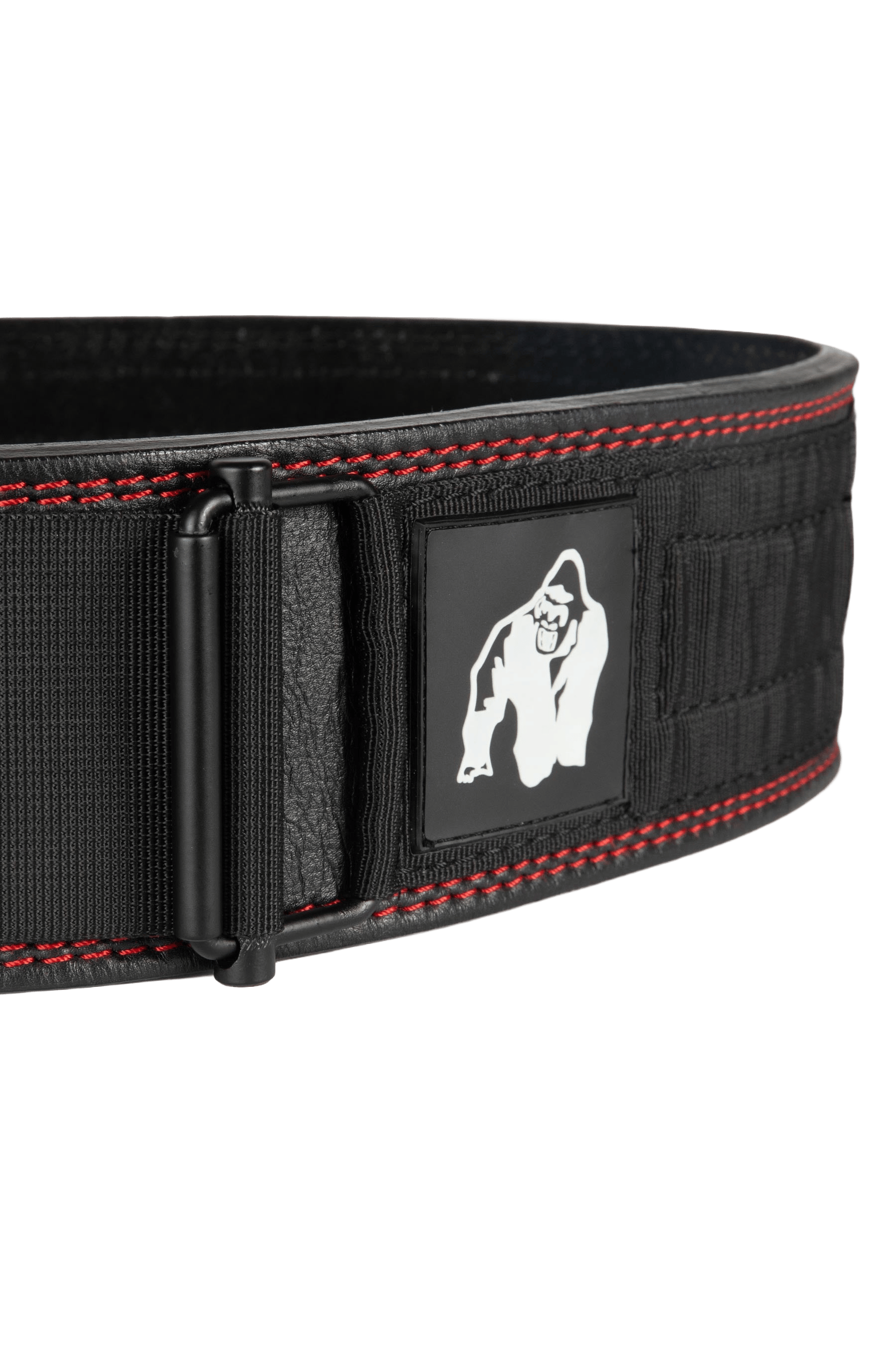 Gorilla Wear 4 Inch Premium Leather Lifting Belt - Black/Red