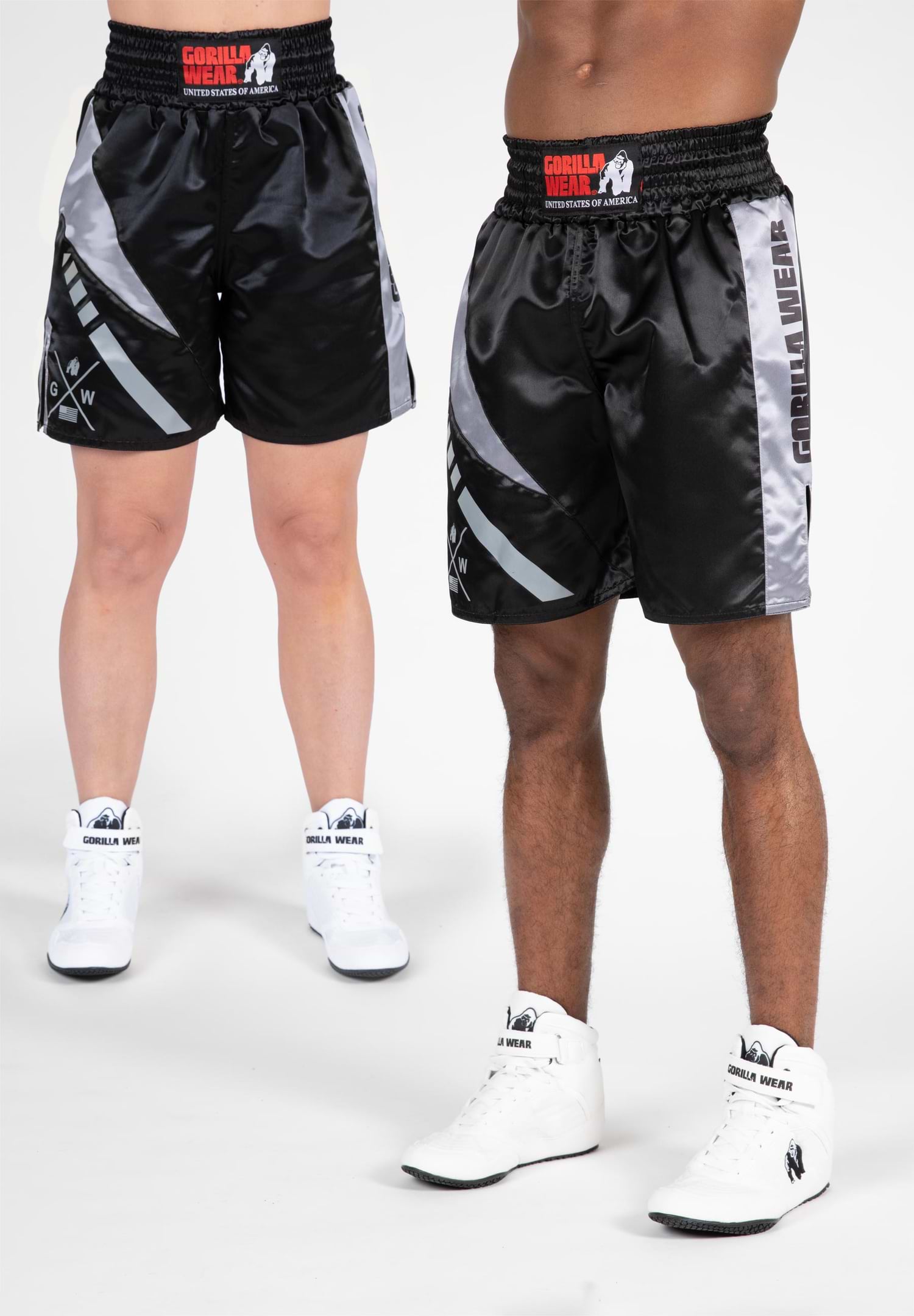 Hornell Boxing Shorts - Black/Gray - Unisex – Gorilla Wear USA
