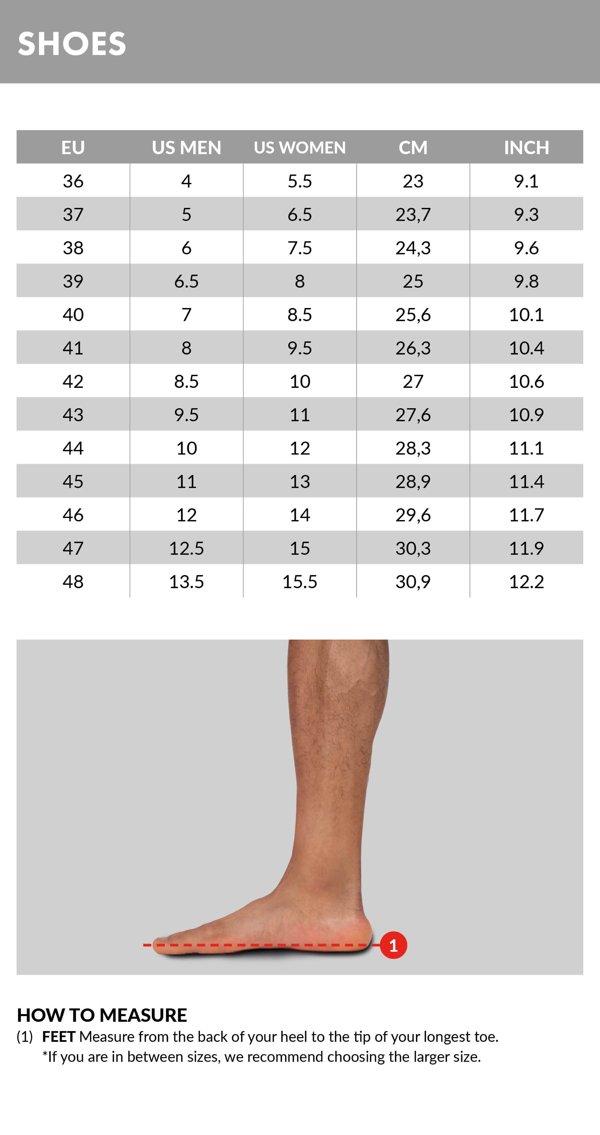 Size Guide Shoes