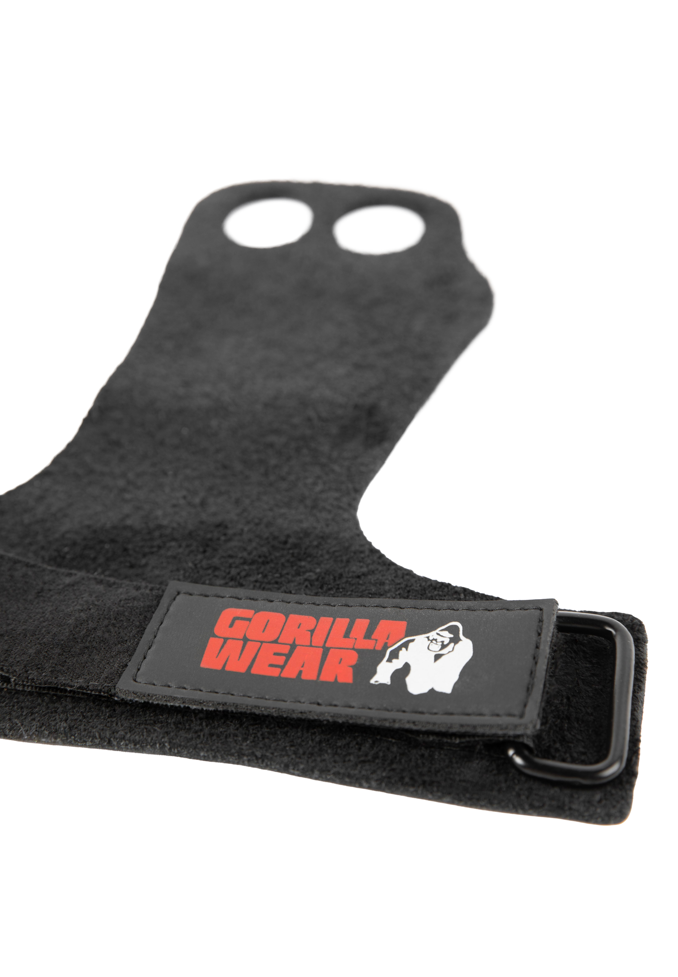 Gorilla Wear 2-Hole Leather Lifting Grips Workout Gloves & Grips Black