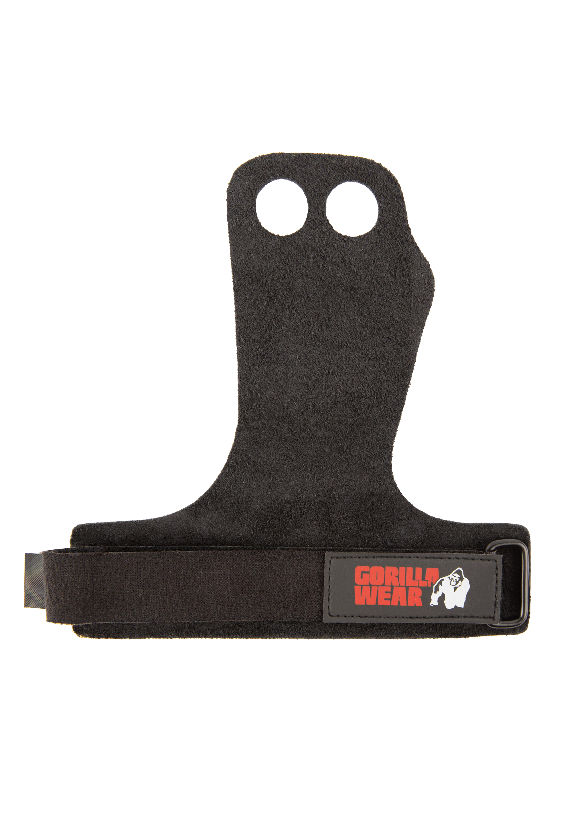 Gorilla Wear 2-Hole Leather Lifting Grips Workout Gloves & Grips Black