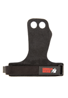 Gorilla Wear 2-Hole Leather Lifting Grips Workout Gloves & Grips Black