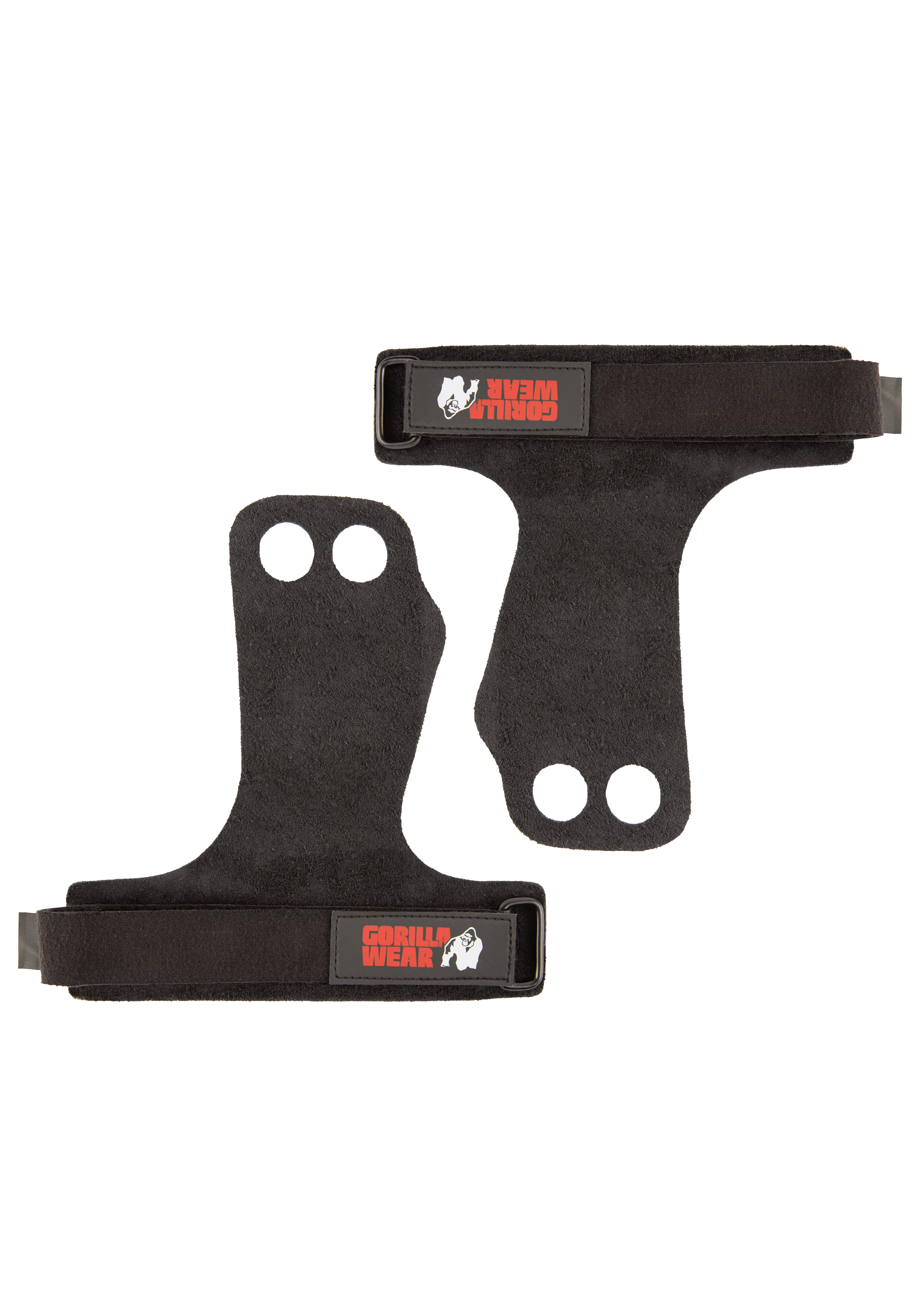 Gorilla Wear 2-Hole Leather Lifting Grips Workout Gloves & Grips Black