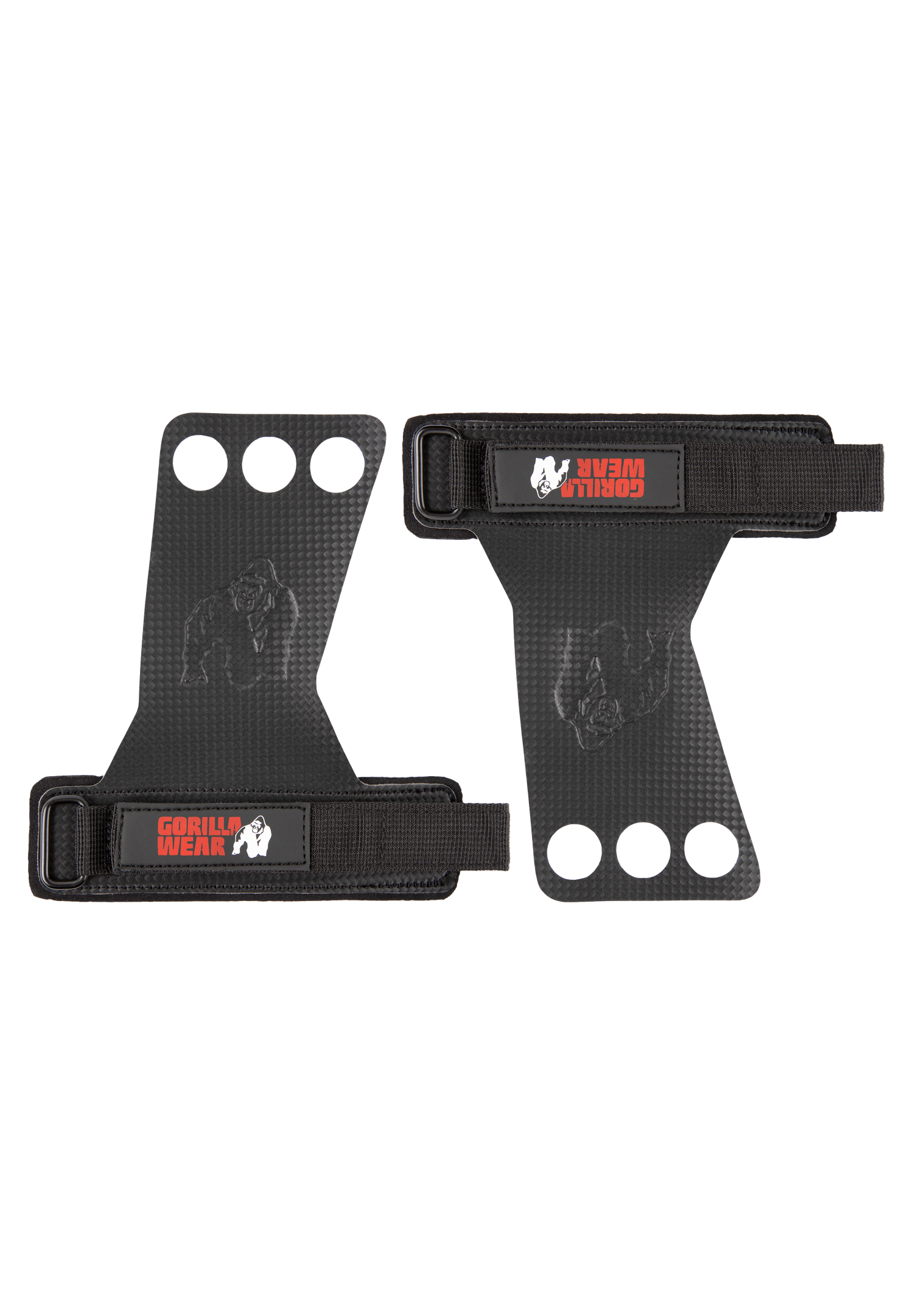 Gorilla Wear 3-Hole Carbon Lifting Grips Workout Gloves & Grips Black