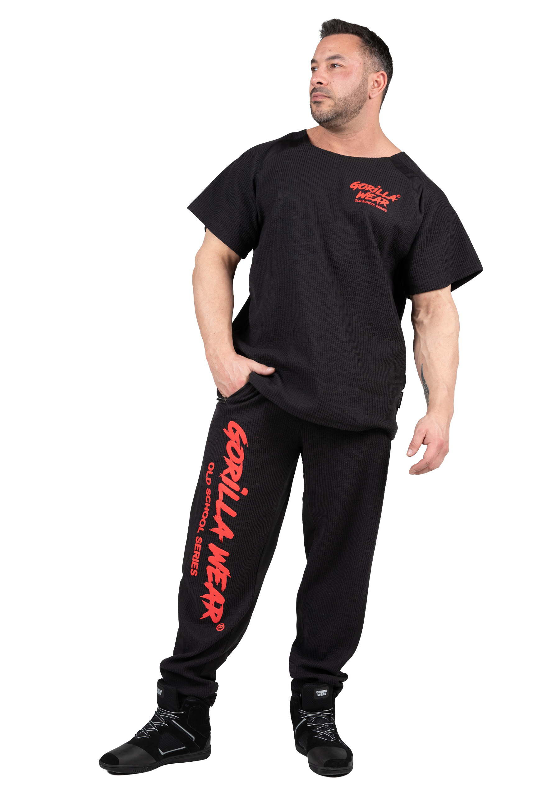Gorilla Wear Augustine Old School Workout Top T-Shirt & Tops Black/Red
