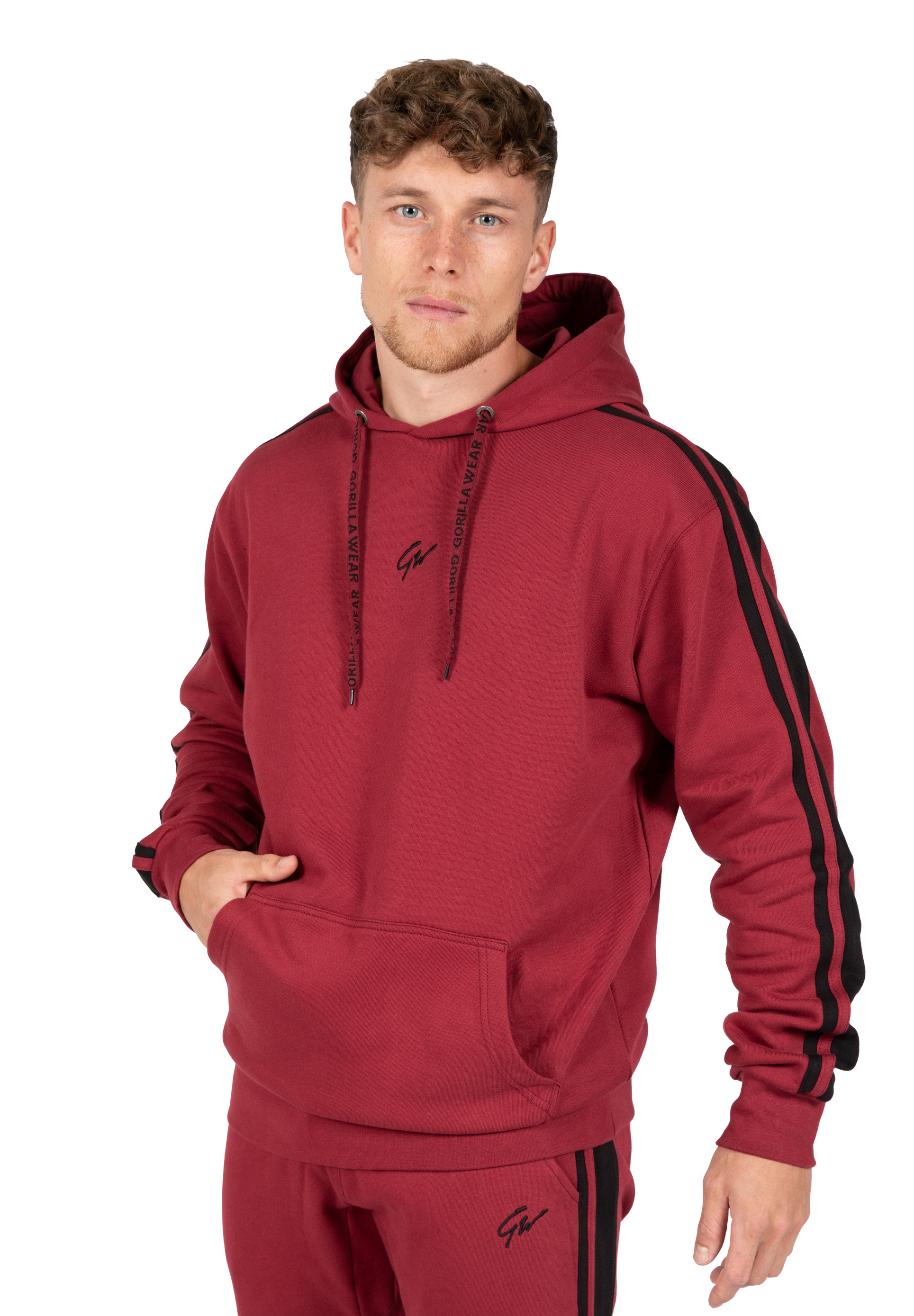 Gorilla Wear Banks Oversized Hoodie Hoodie & Sweatshirt Burgundy Red/Black