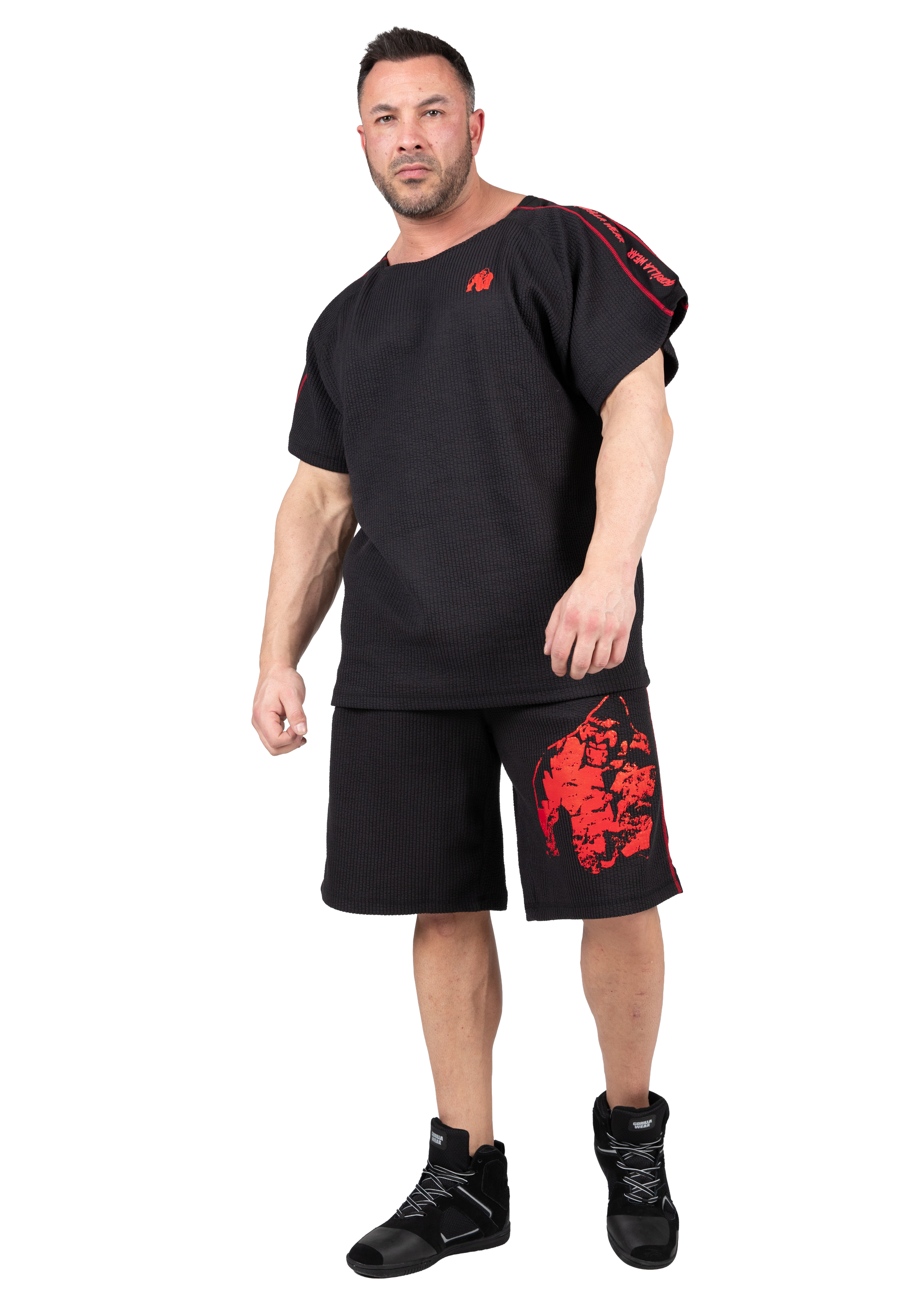 Gorilla Wear Buffalo Old School Workout Shorts Shorts Black/Red