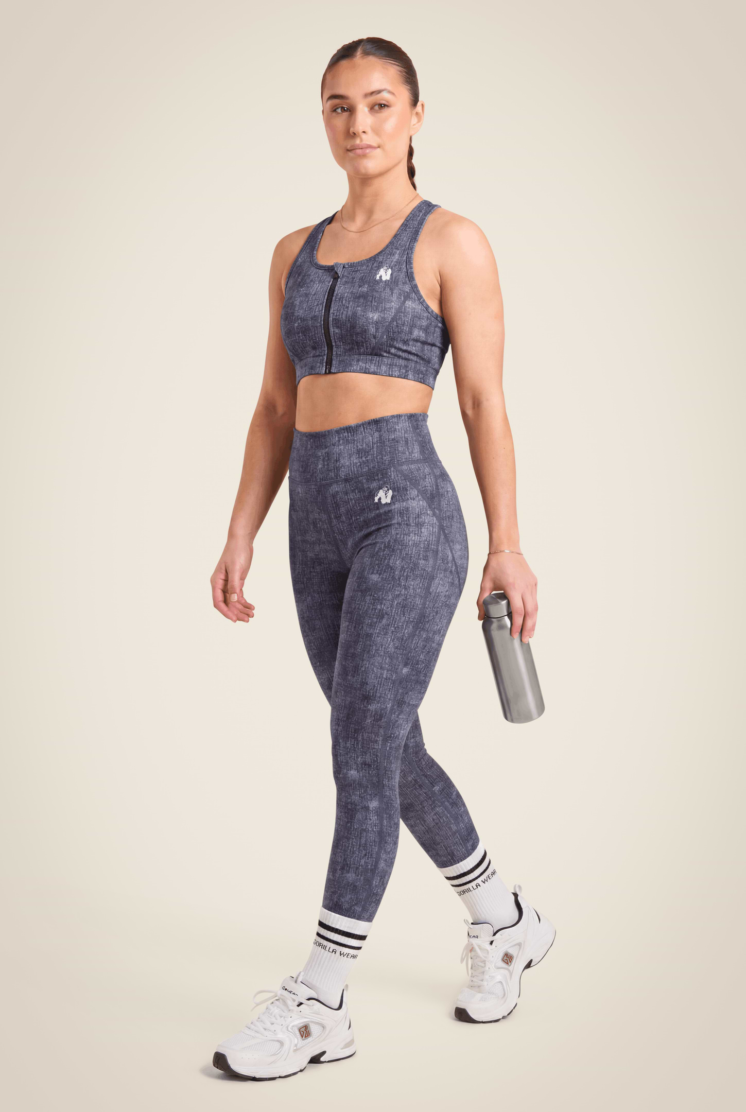 Gorilla Wear Camilla Zip-Front Sports Bra Sports Bra Blue Denim