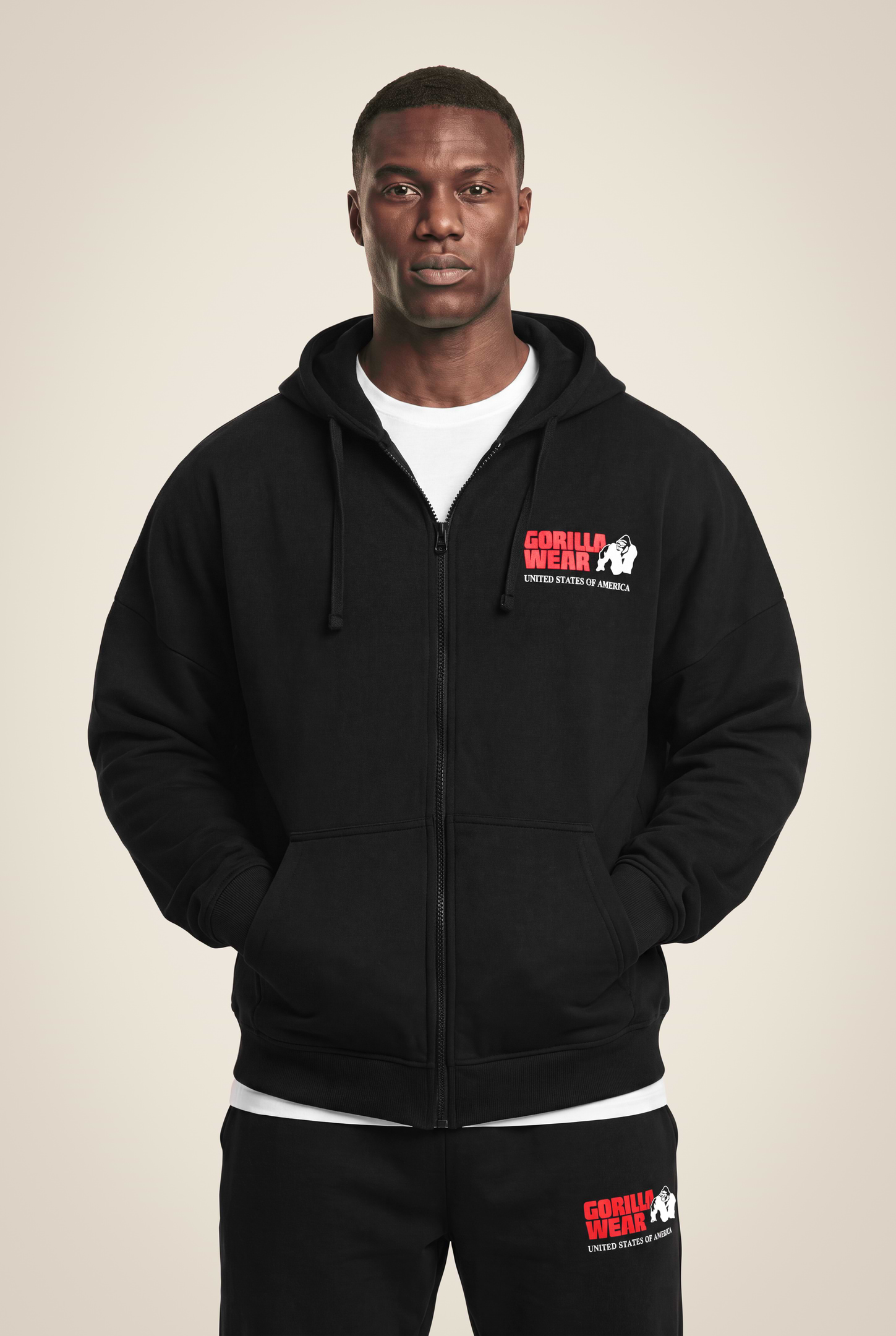 Gorilla Wear Classic Oversized Zipped Hoodie Hoodie & Sweatshirt Black