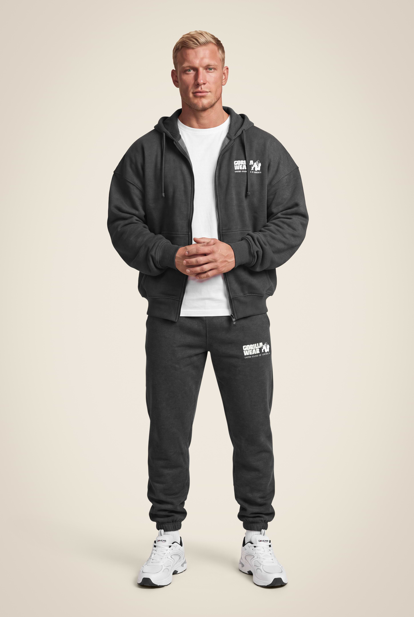 Gorilla Wear Classic Oversized Zipped Hoodie Hoodie & Sweatshirt Dark Gray Melange