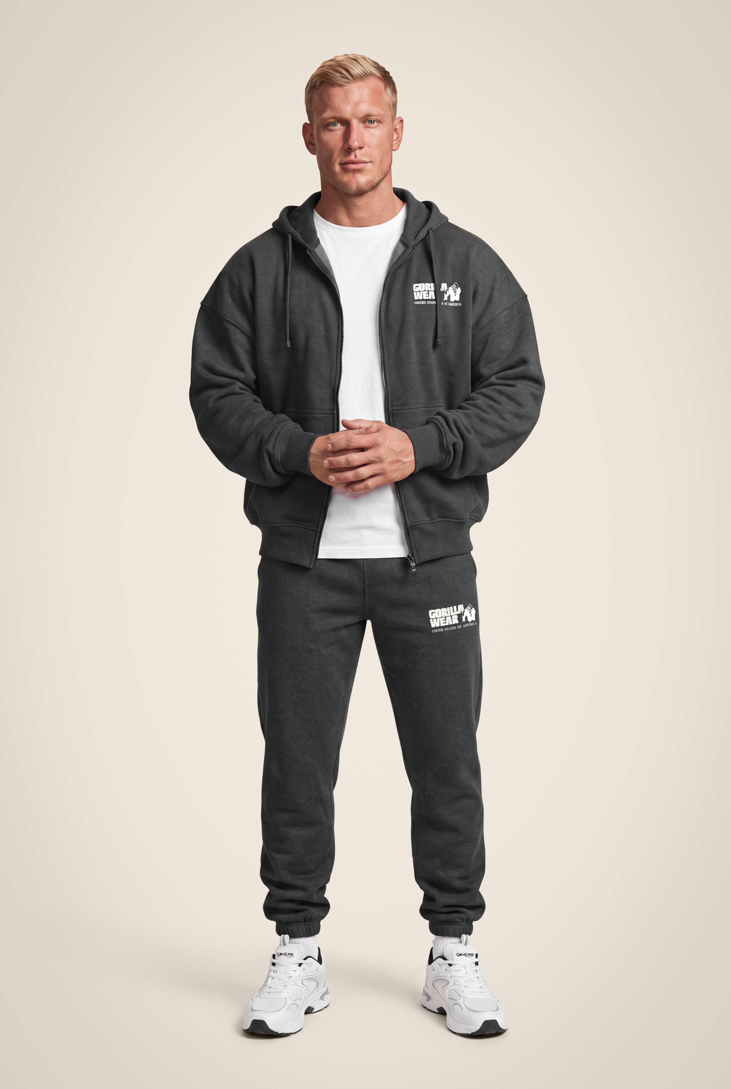 Gorilla Wear Classic Oversized Zipped Hoodie Hoodie & Sweatshirt Dark Gray Melange