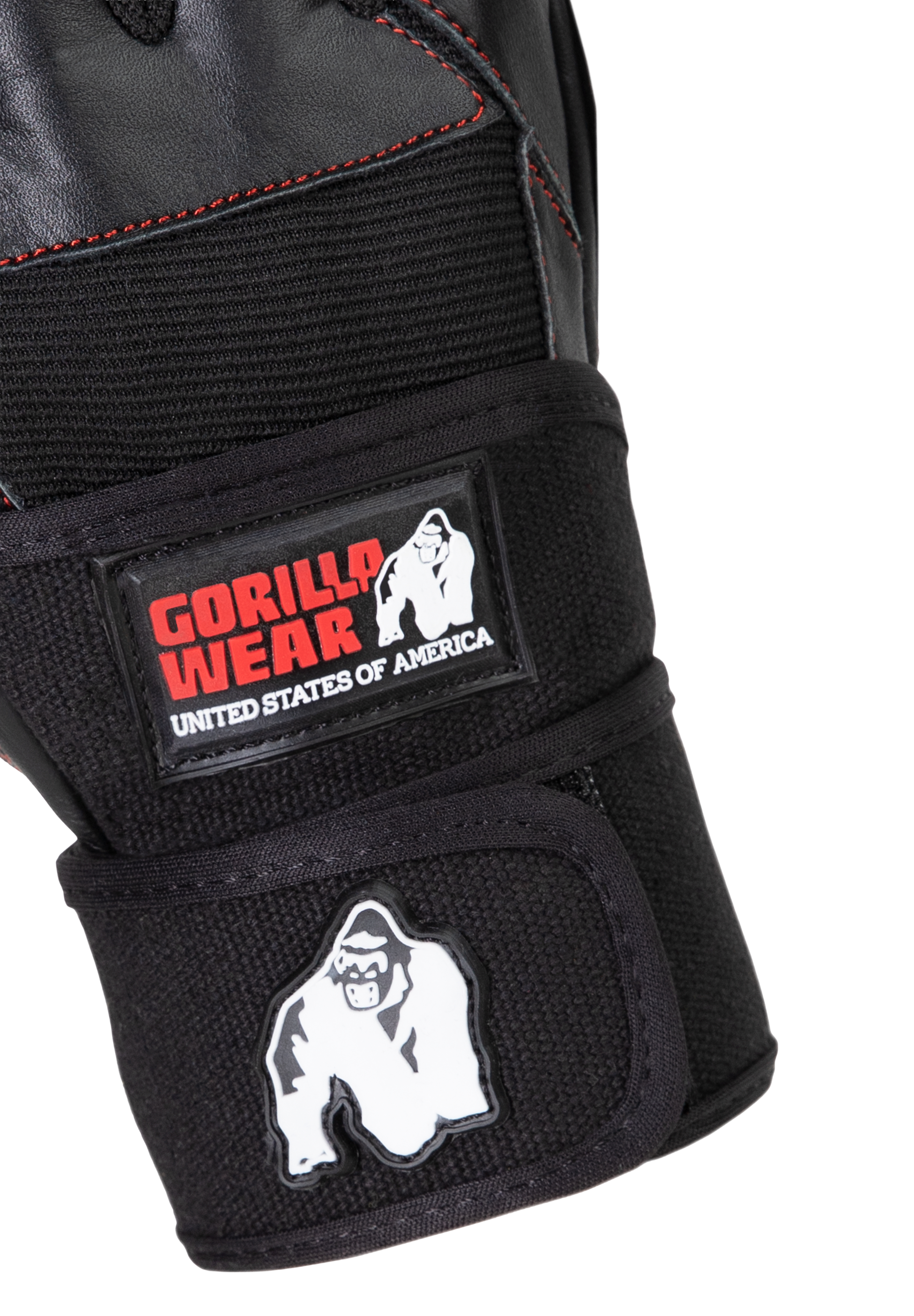 Gorilla Wear Dallas Wrist Wraps Gloves Workout Gloves & Grips Black/Red Stitched