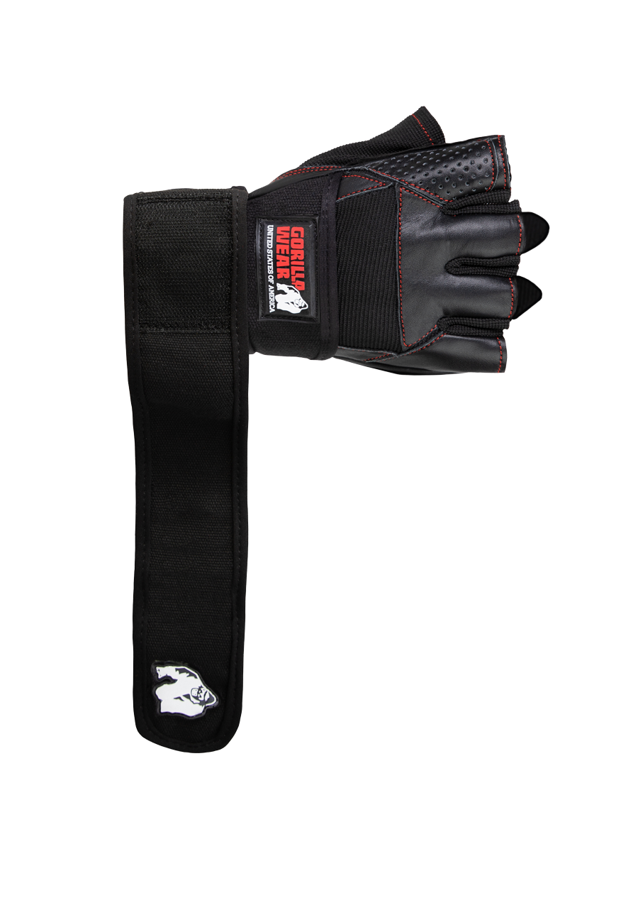 Gorilla Wear Dallas Wrist Wraps Gloves Workout Gloves & Grips Black/Red Stitched