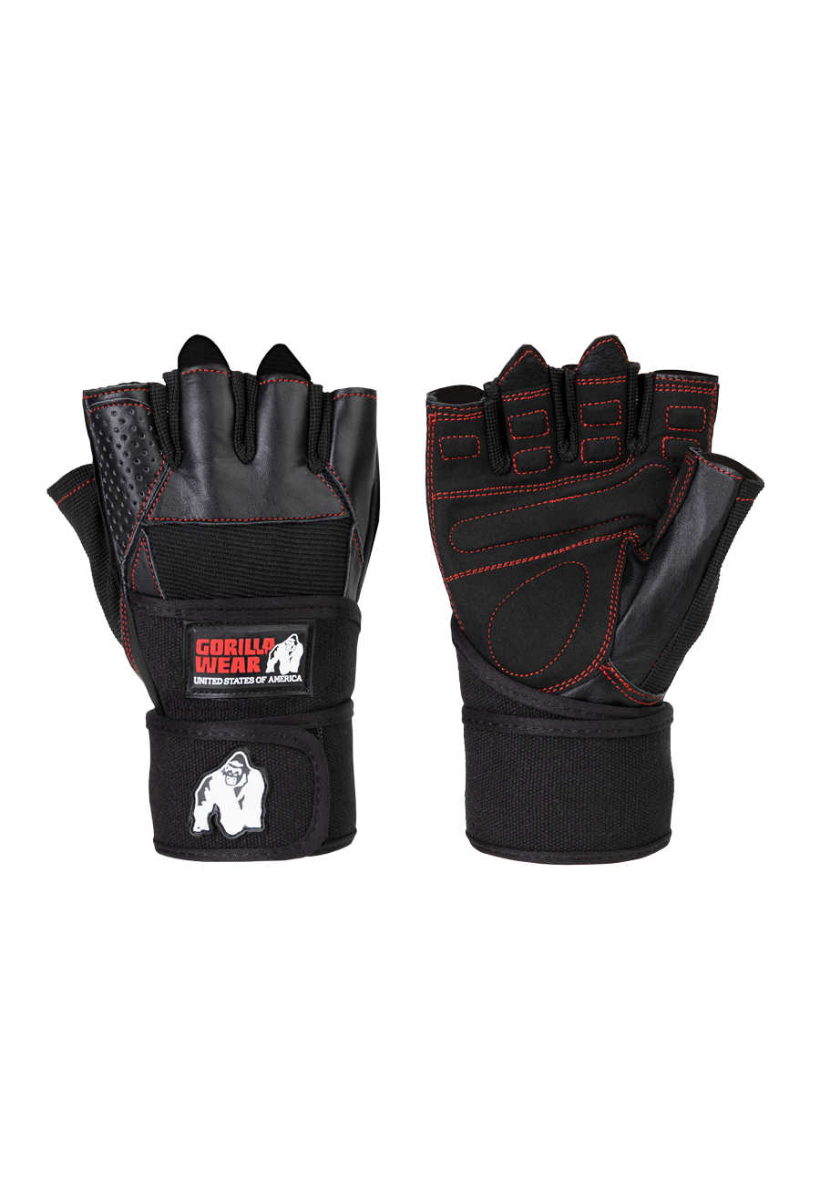 Gorilla Wear Dallas Wrist Wraps Gloves Workout Gloves & Grips Black/Red Stitched