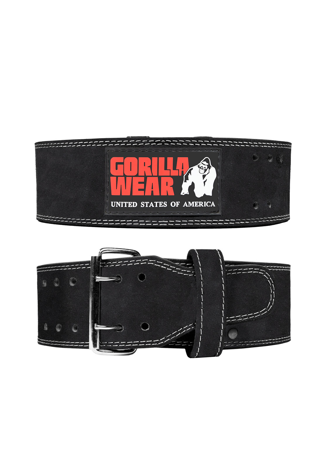 Gorilla Wear 4 Inch Leather Lifting Belt - Black - Product View