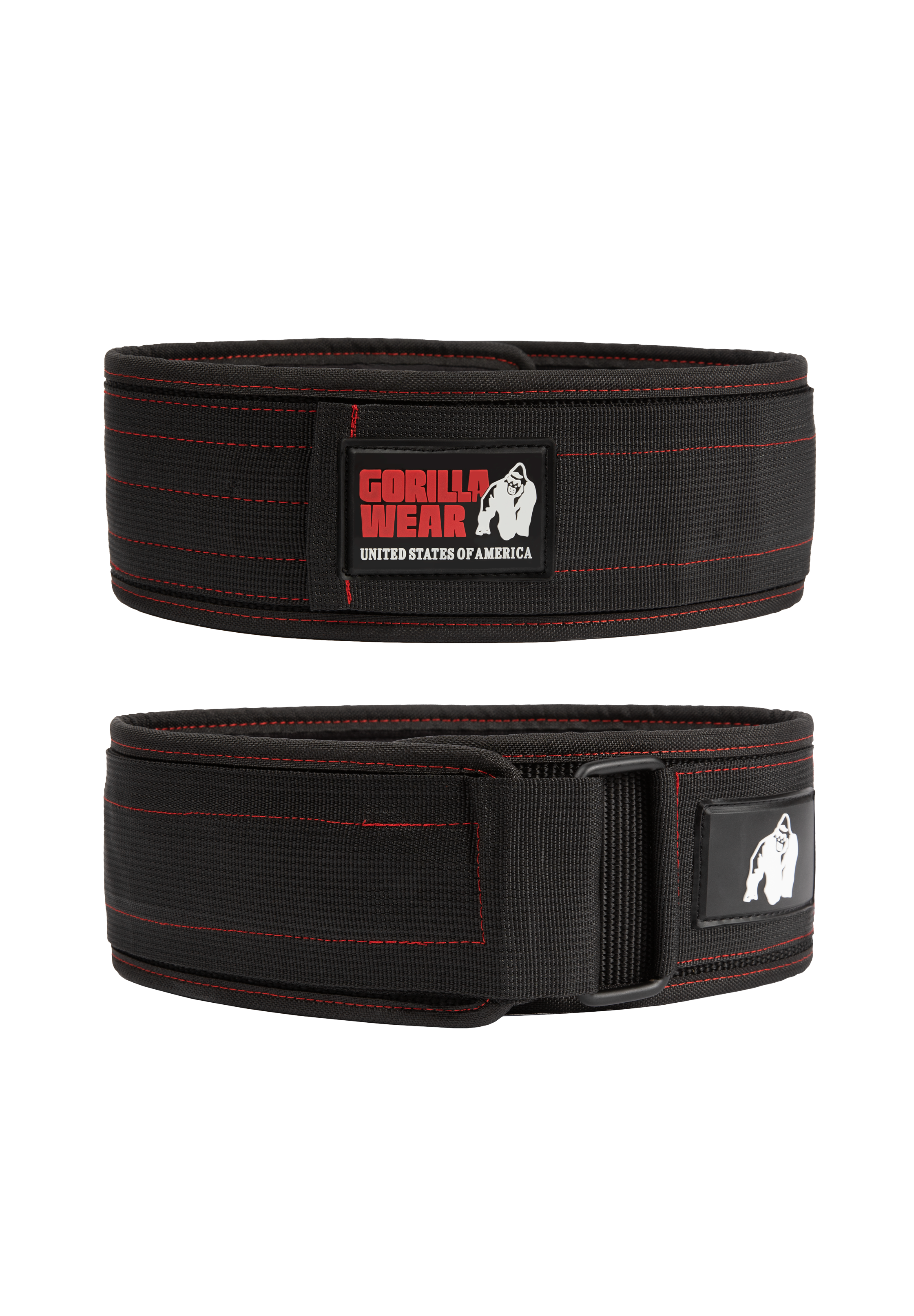 Gorilla Wear Gorilla Wear 4 Inch Nylon Lifting Belt Lifting Belts Black/Red Stitched