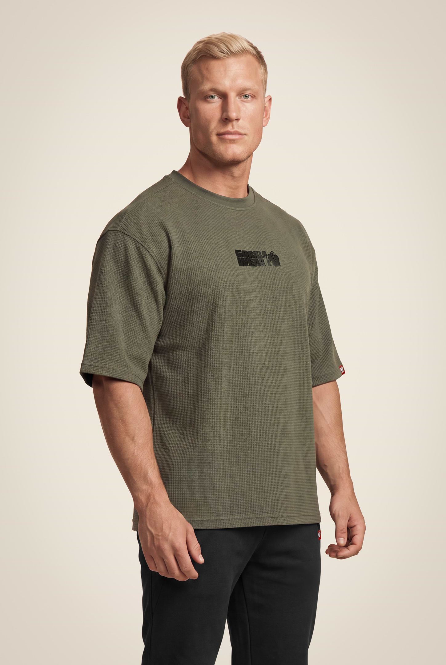 Gorilla Wear Idaho Oversized Waffle T-Shirt T-Shirt & Tops Army Green