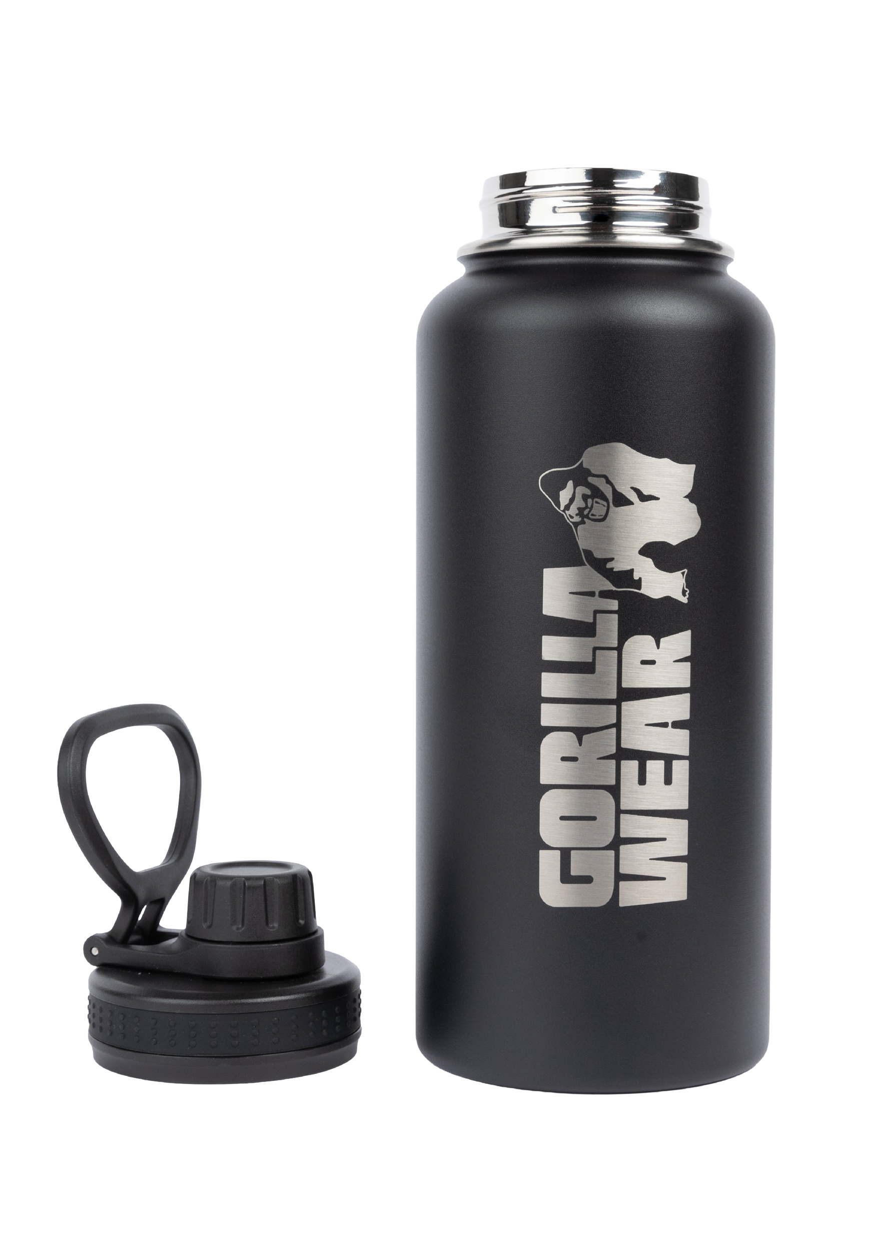 Gorilla Wear Insulated Stainless Steel Water Bottle 1000ML Shakers & Bottles Black