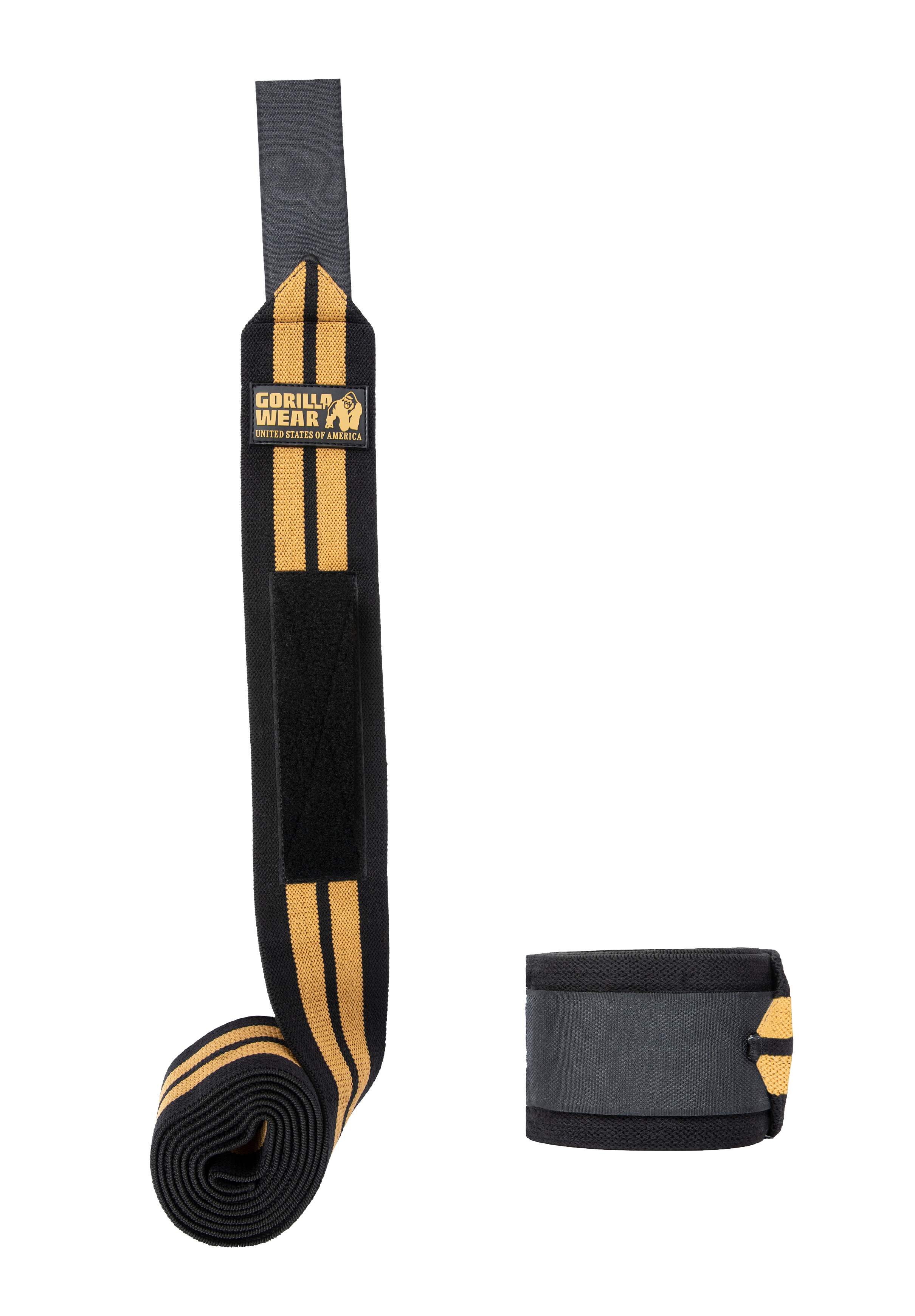 Gorilla Wear Knee Wraps 250CM Lifting Straps & Wraps Black/Gold
