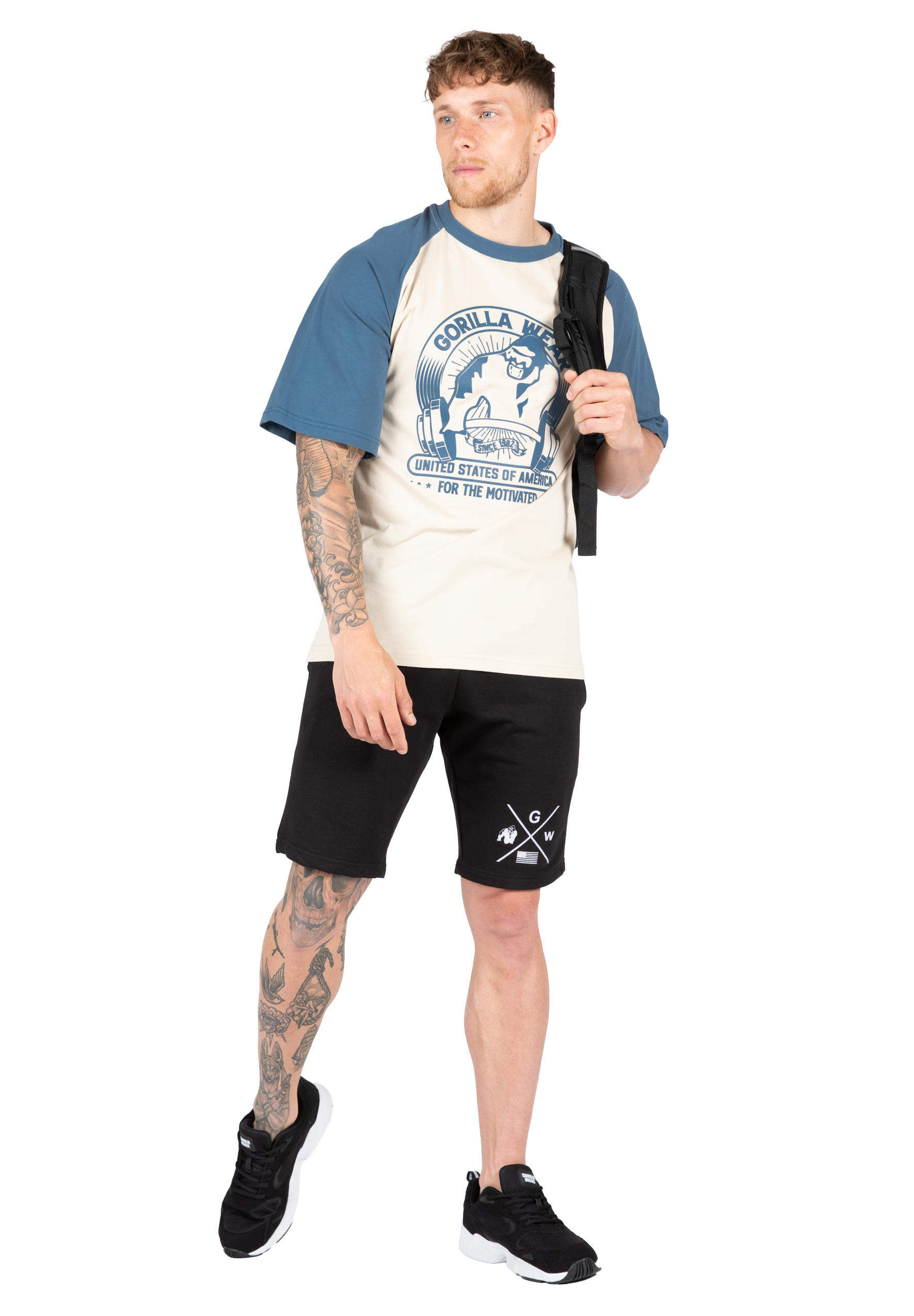 Gorilla Wear Logan Oversized T-Shirt T-Shirt & Tops Beige/Blue