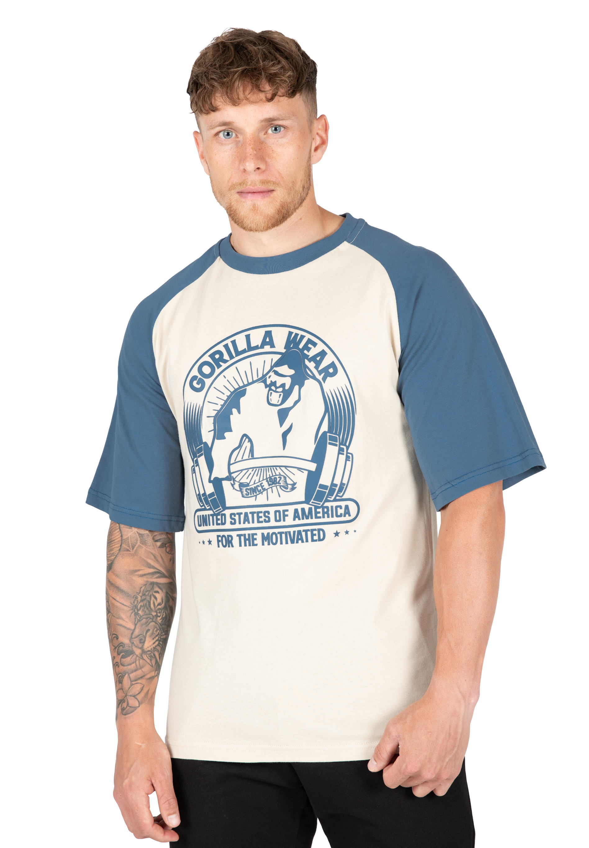 Gorilla Wear Logan Oversized T-Shirt T-Shirt & Tops Beige/Blue
