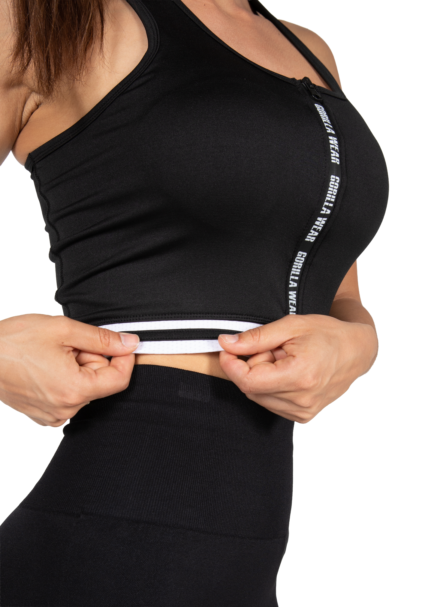 Gorilla Wear Mesa Zip Front Crop Top T-Shirt & Tops Black