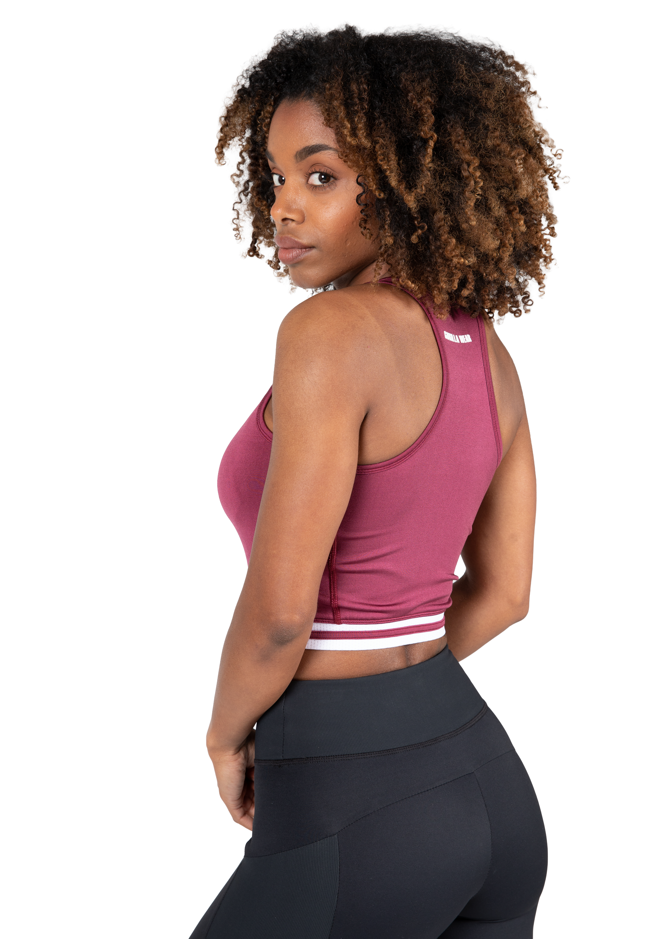 Gorilla Wear Mesa Zip Front Crop Top T-Shirt & Tops Burgundy