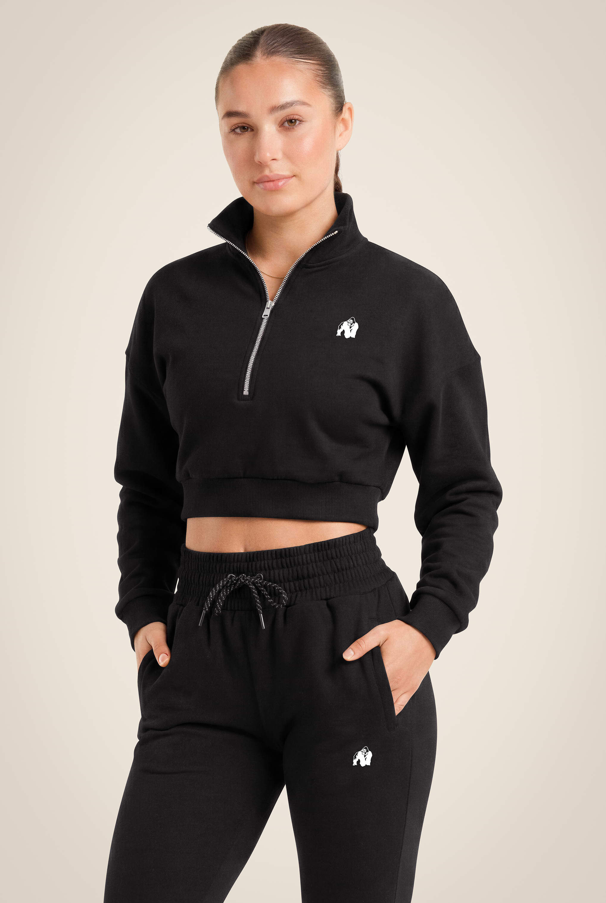 Gorilla Wear Ocala Cropped Half-Zip Sweatshirt Hoodie & Sweatshirt Black