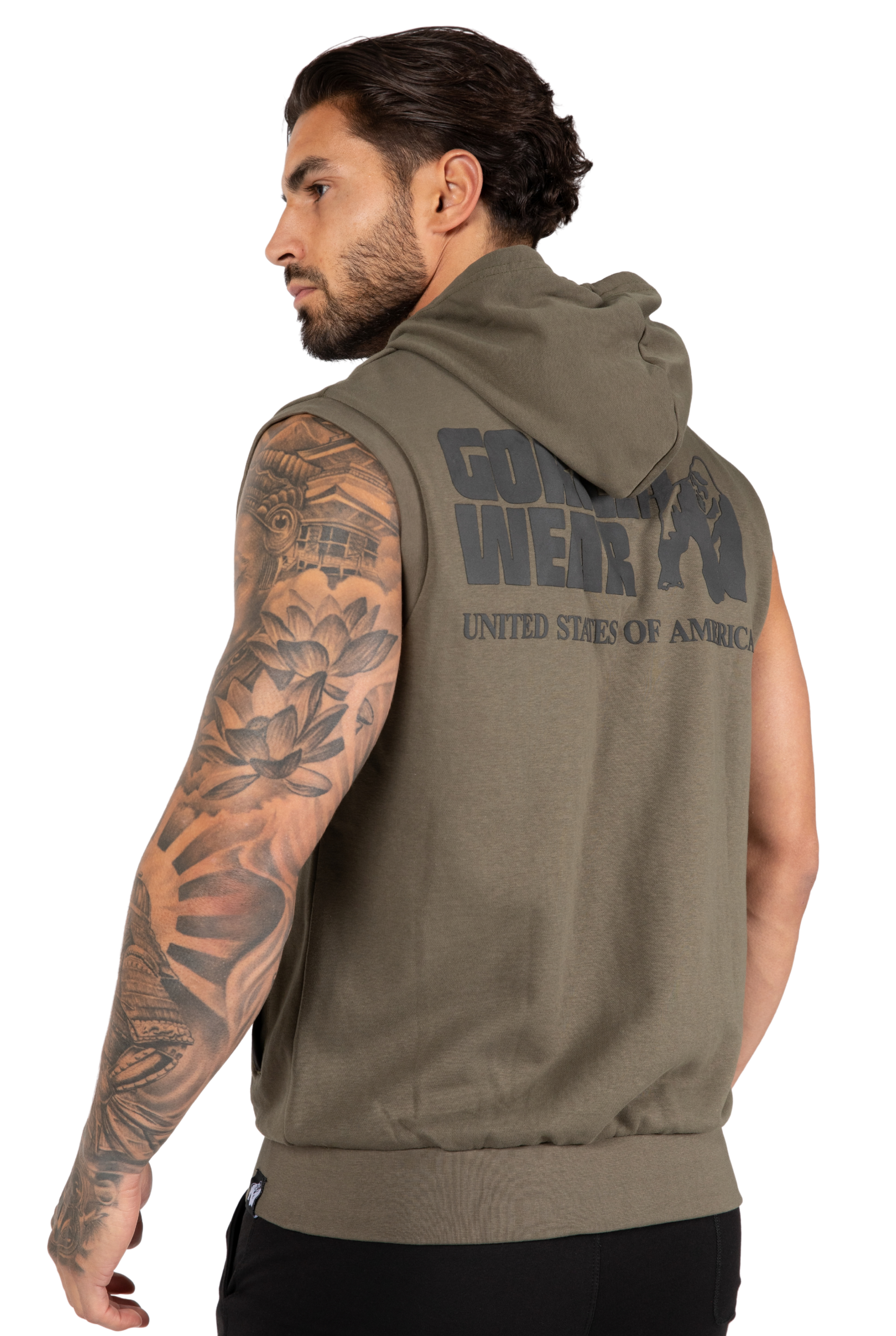 Gorilla Wear Springfield S/L Zipped Hoodie Hoodie & Sweatshirt Army Green